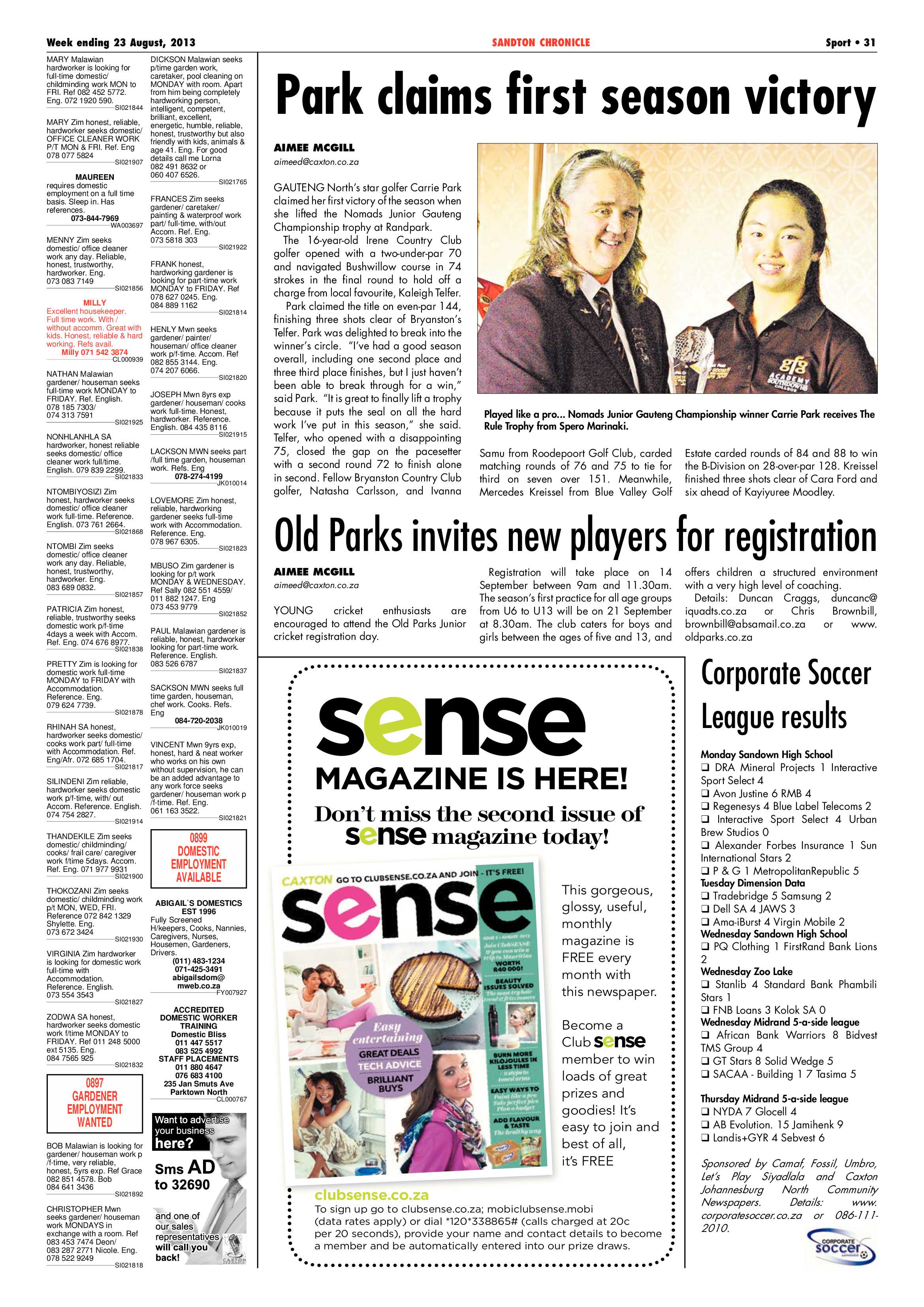 Sandton Chronicle 23 August 2013 page 55