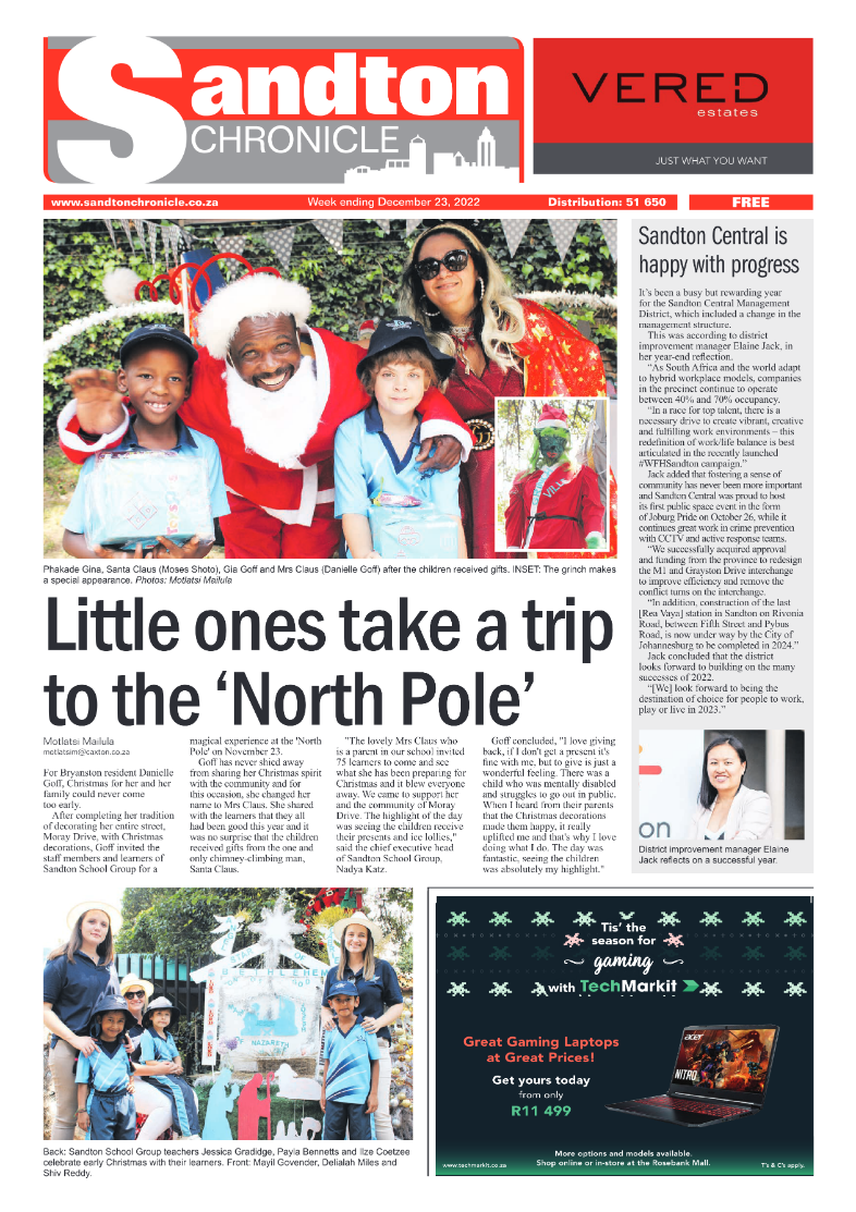 Sandton Chronicle 23 Dec 2022 page 1