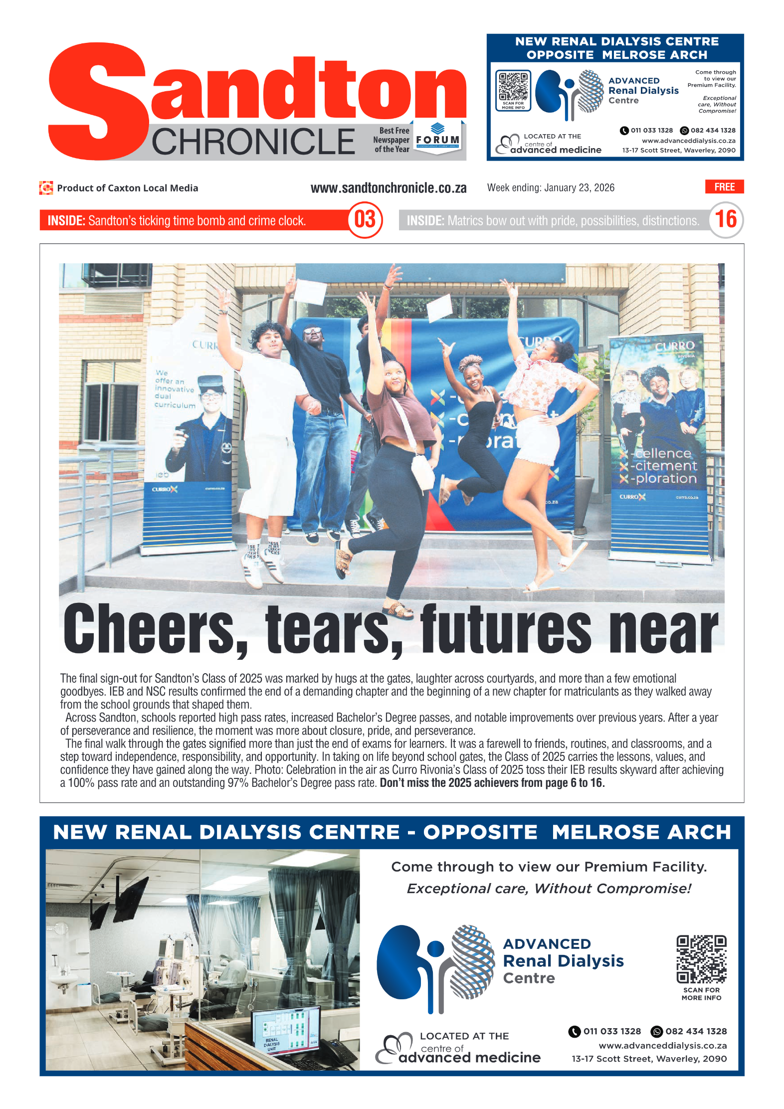Sandton Chronicle 23 January 2026 page 1