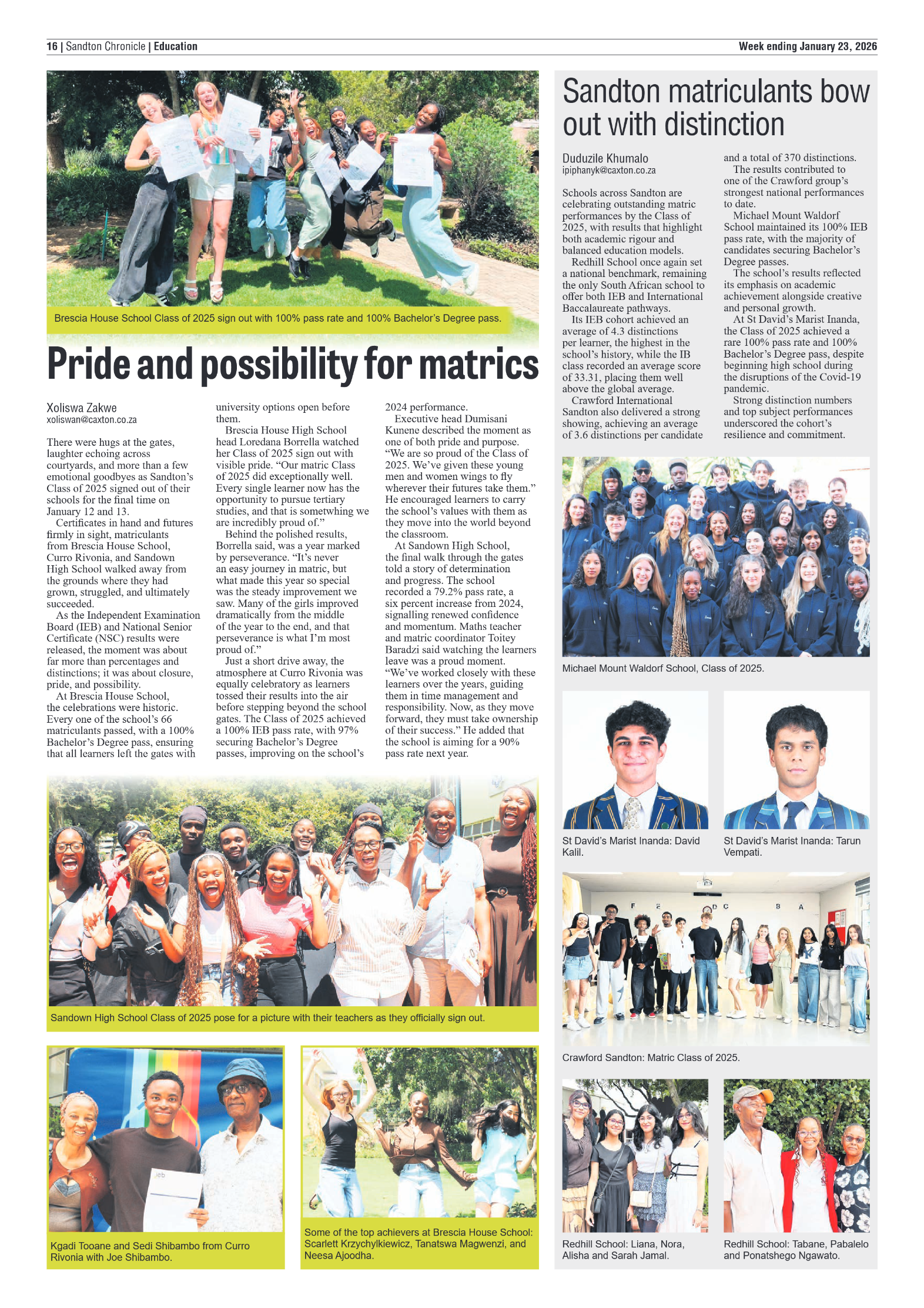 Sandton Chronicle 23 January 2026 page 16