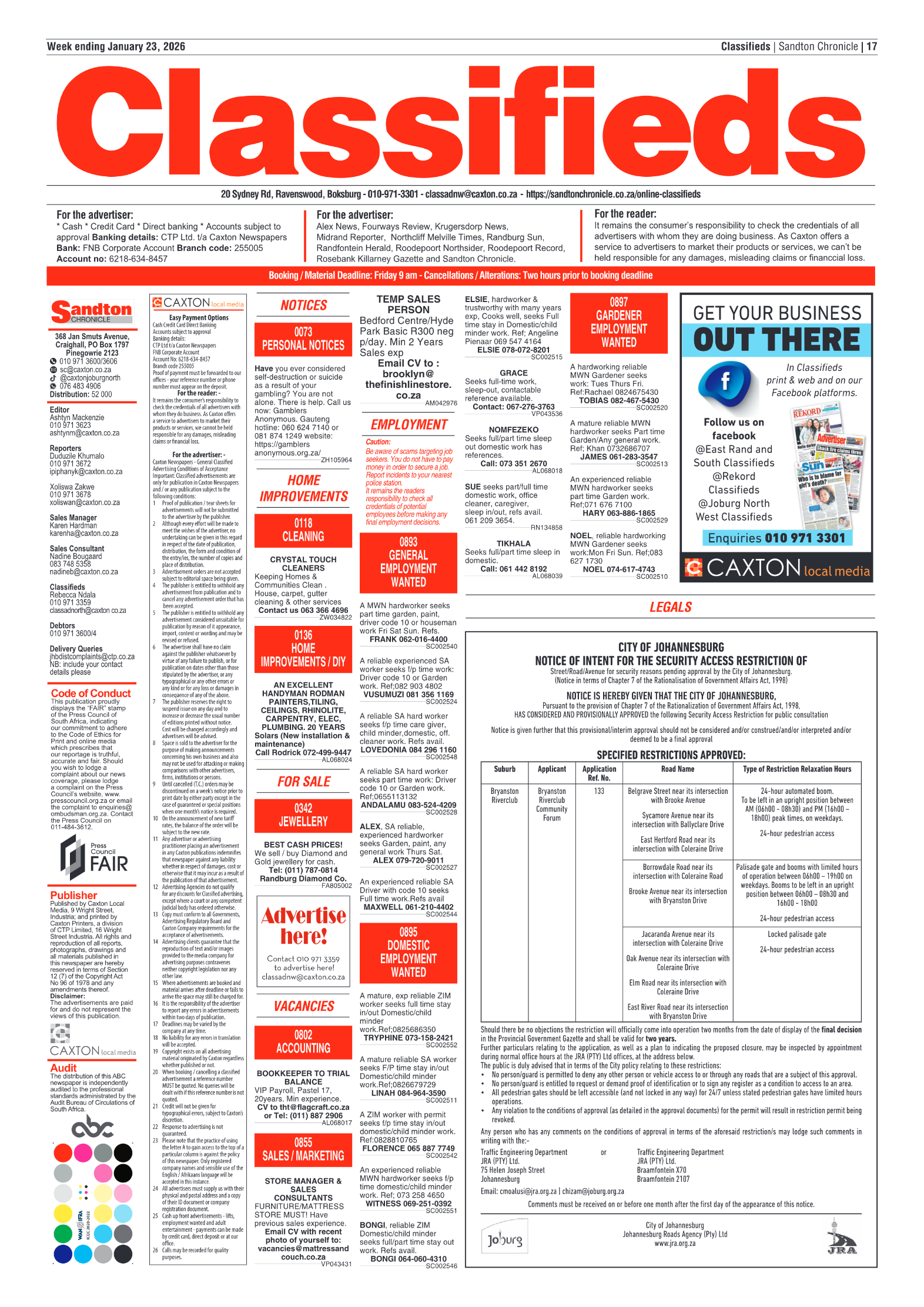 Sandton Chronicle 23 January 2026 page 17