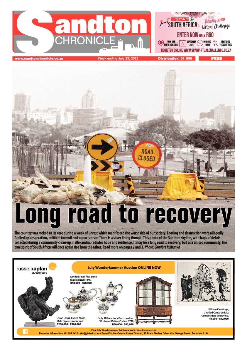 Sandton Chronicle  23 July 2021 page 1