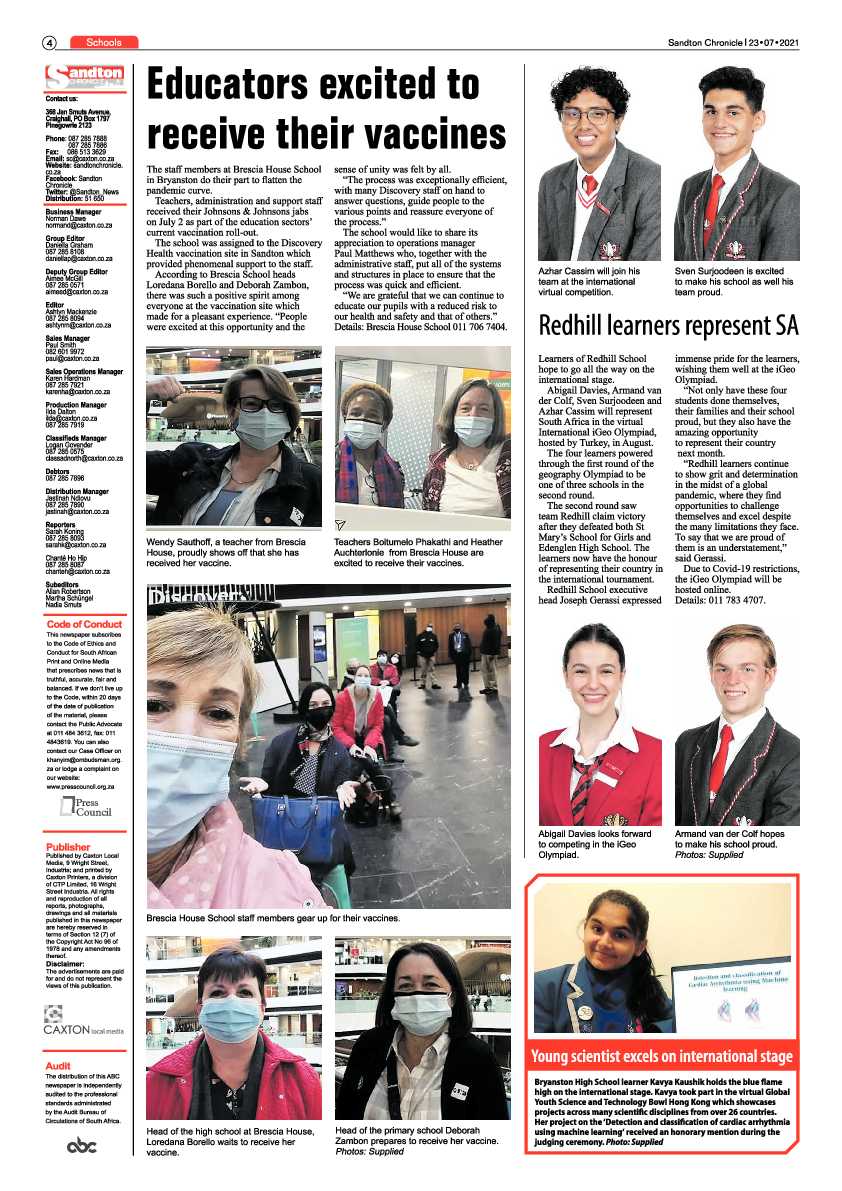 Sandton Chronicle  23 July 2021 page 4