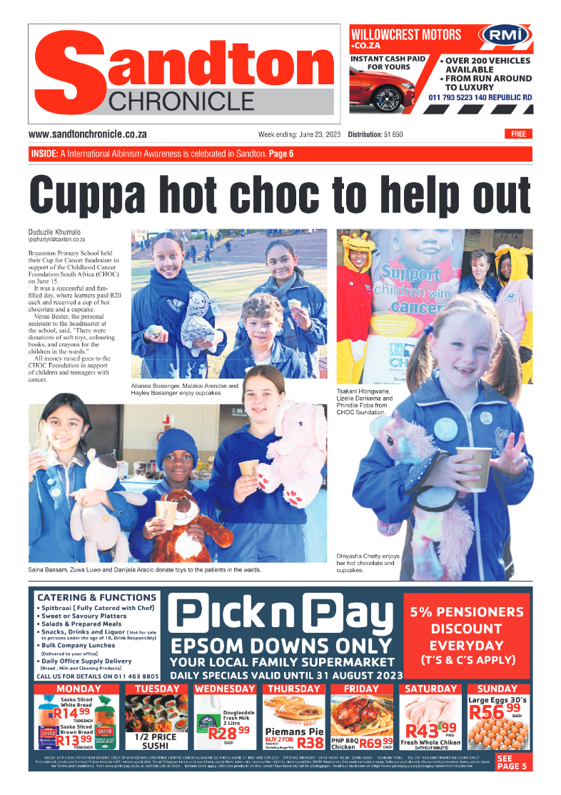 Sandton Chronicle 23 June 2023 page 1