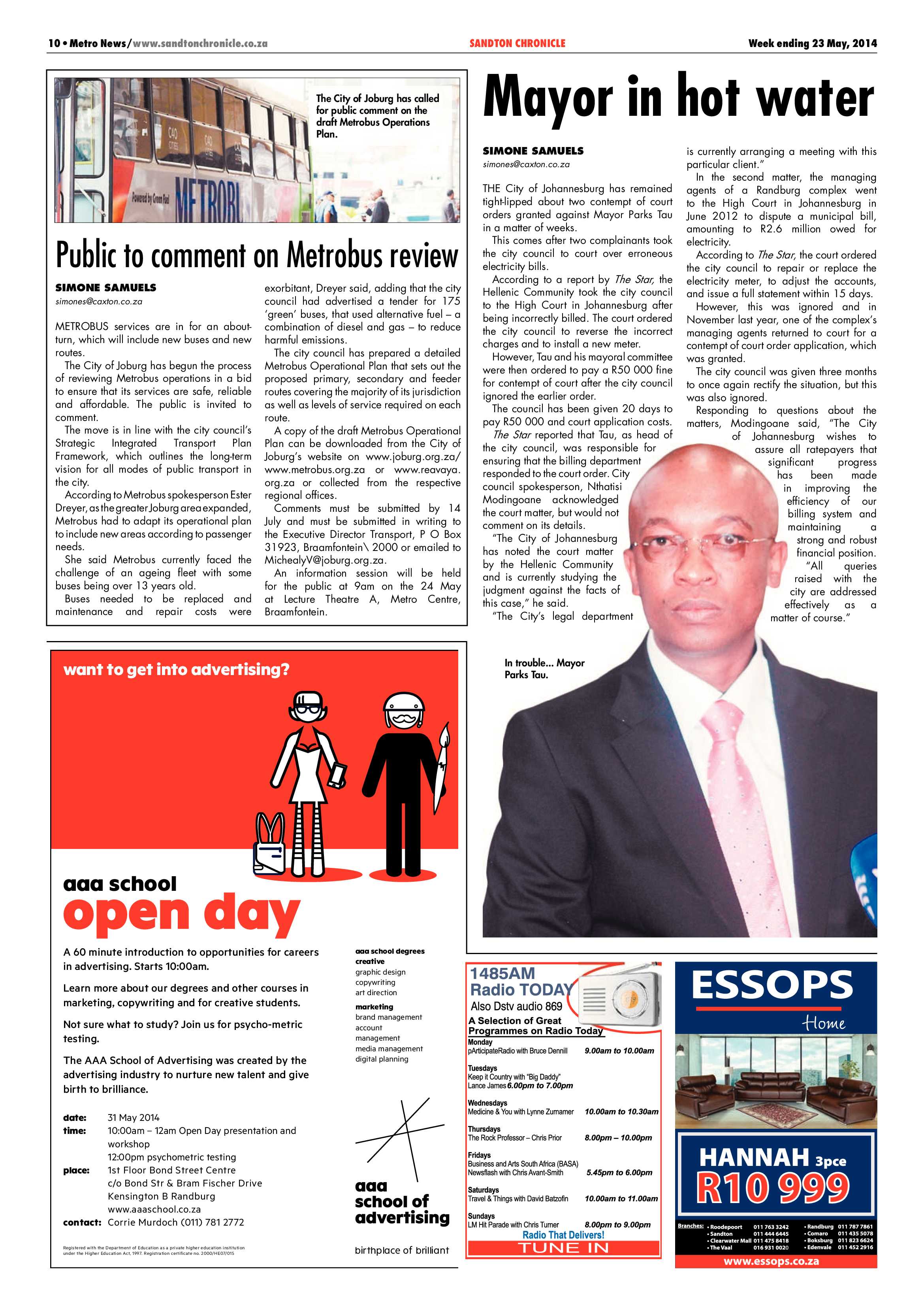 Sandton Chronicle 23 May 2014 page 10