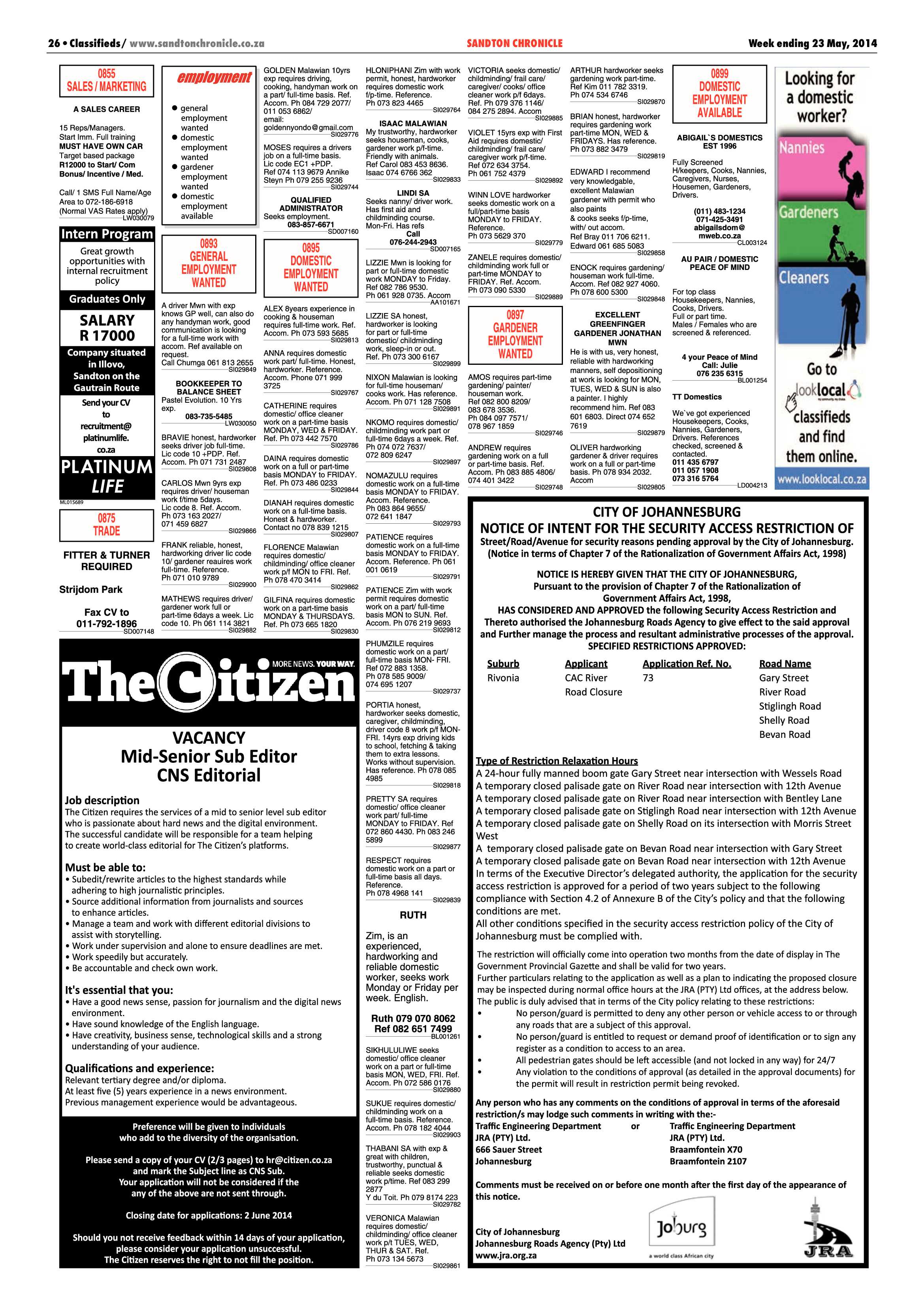 Sandton Chronicle 23 May 2014 page 26