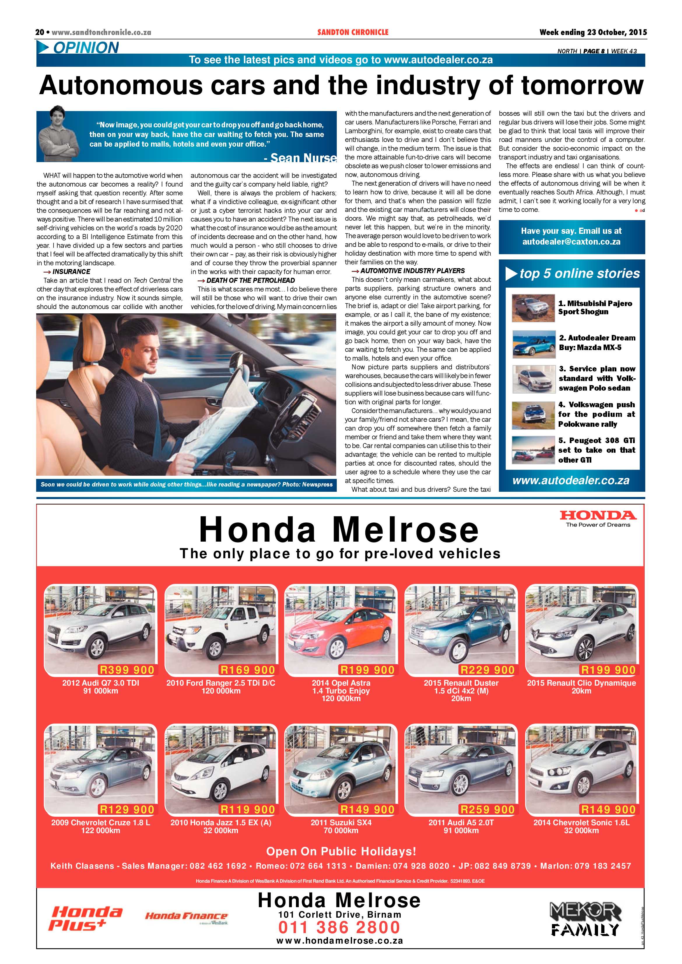 Sandton Chronicle 23 October 2015 page 20