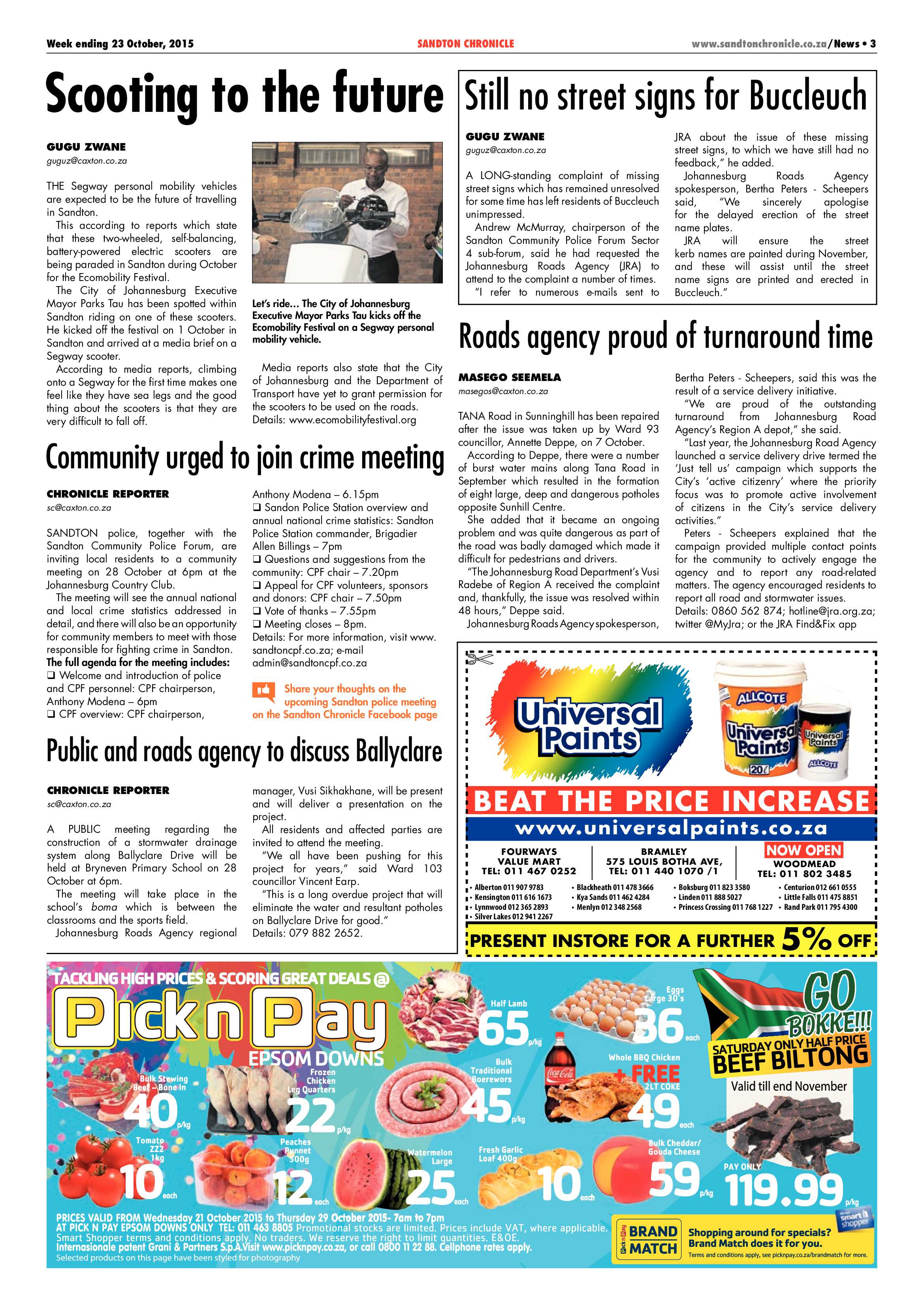 Sandton Chronicle 23 October 2015 page 3