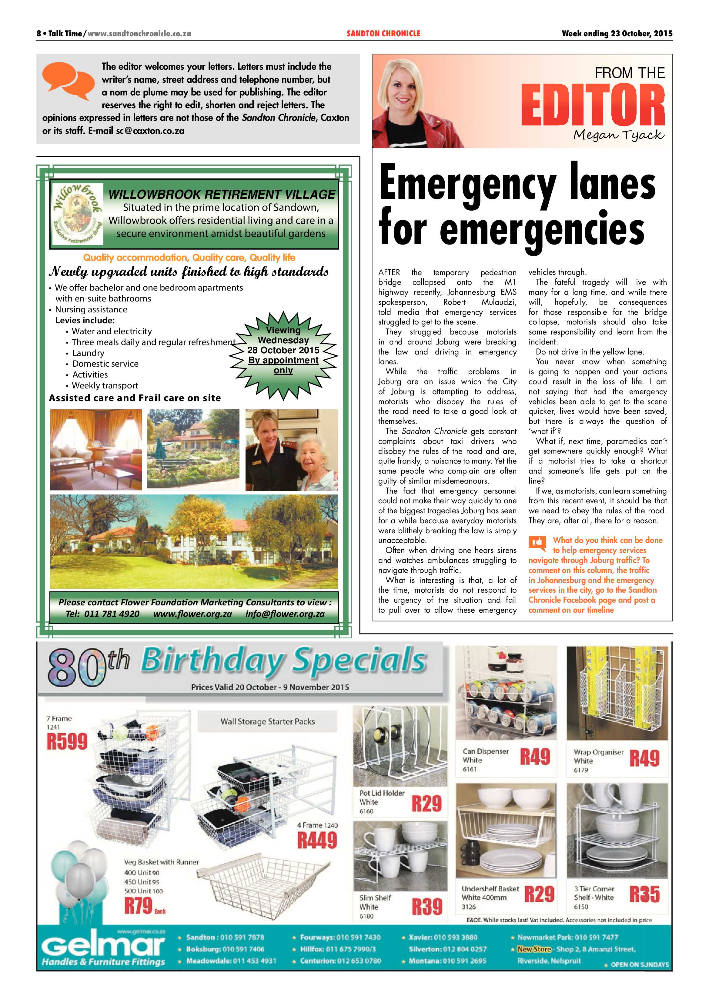 Sandton Chronicle 23 October 2015 page 8