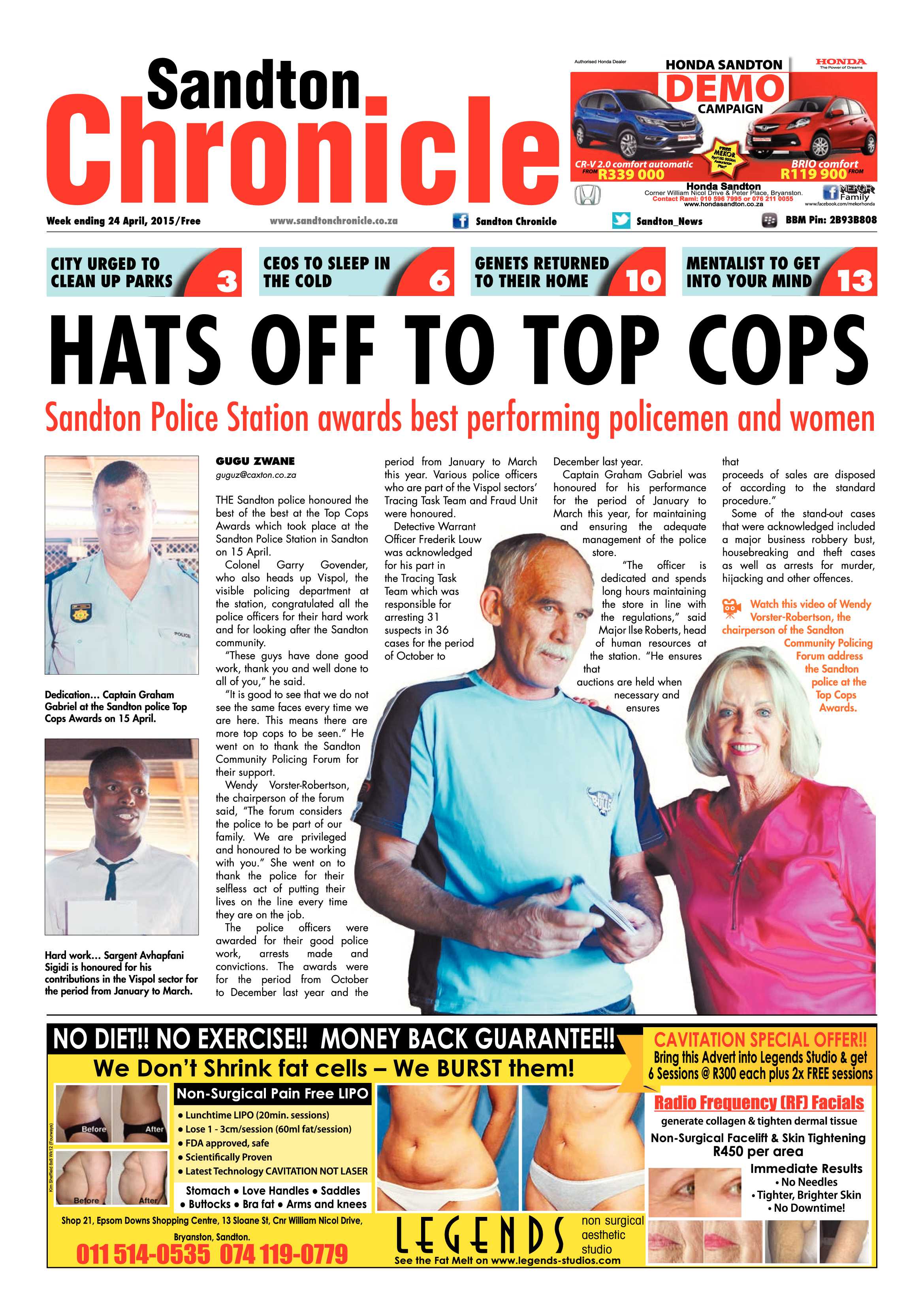 Sandton Chronicle 24 April 2015 page 1