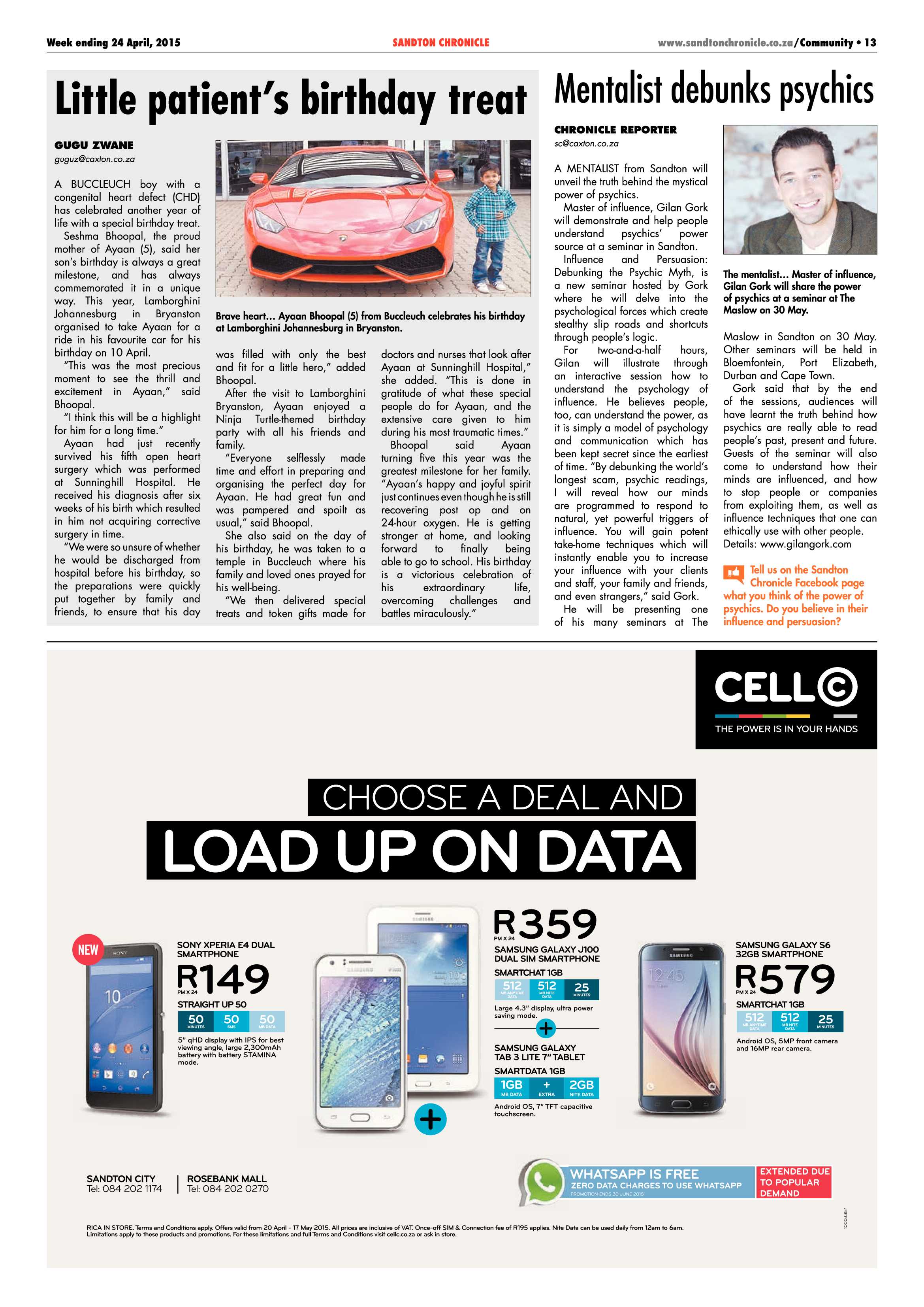 Sandton Chronicle 24 April 2015 page 13