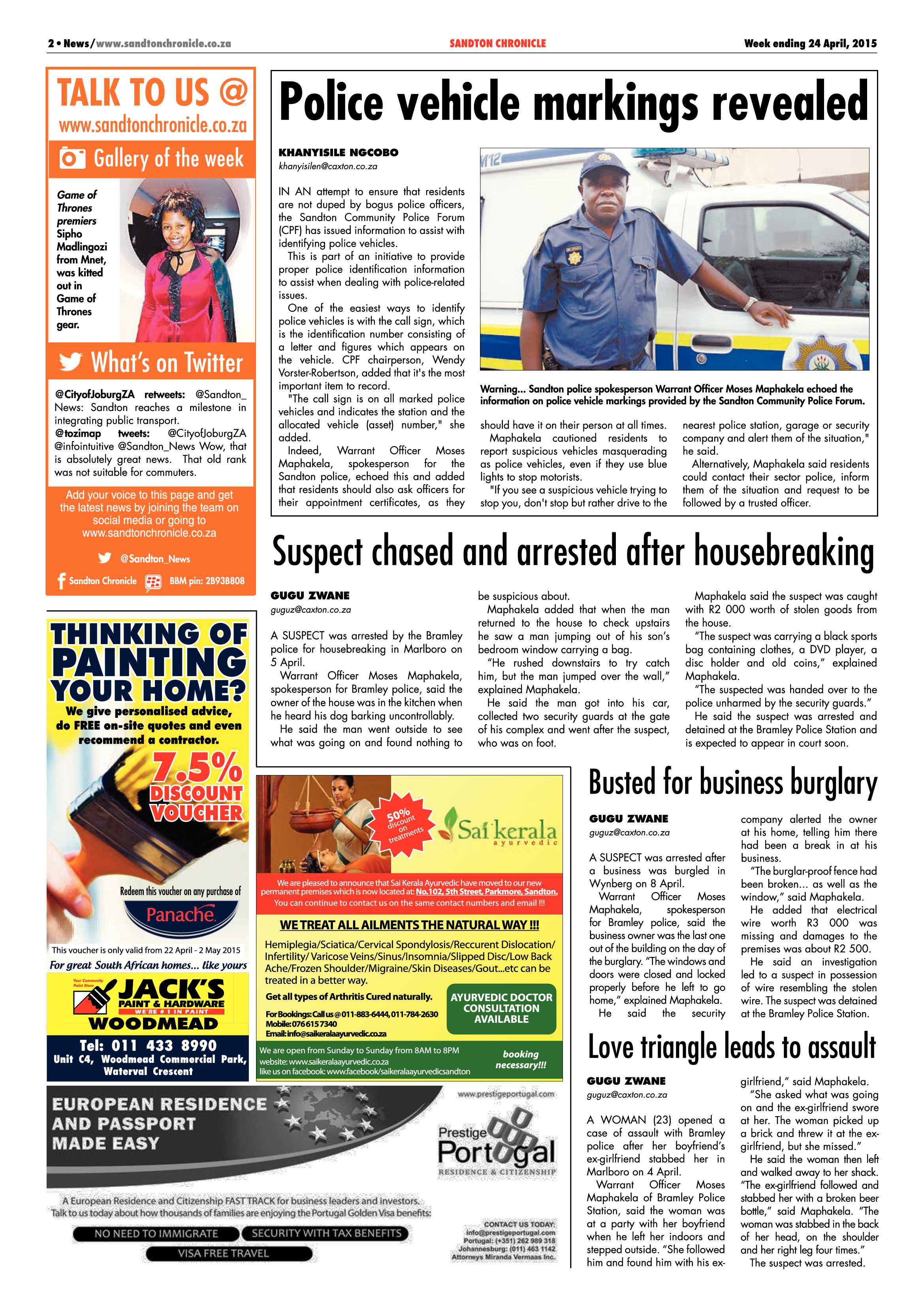 Sandton Chronicle 24 April 2015 page 2