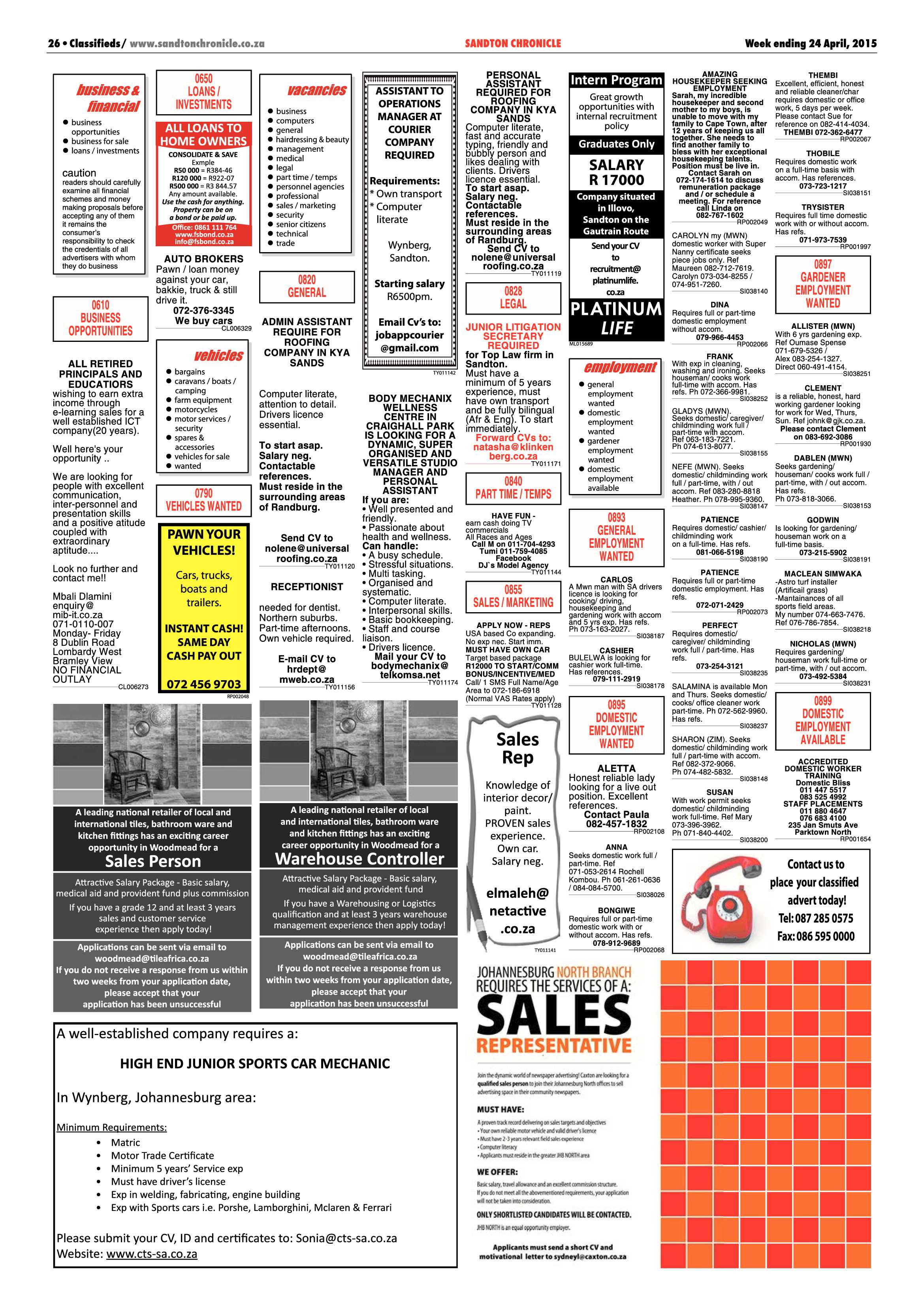 Sandton Chronicle 24 April 2015 page 38