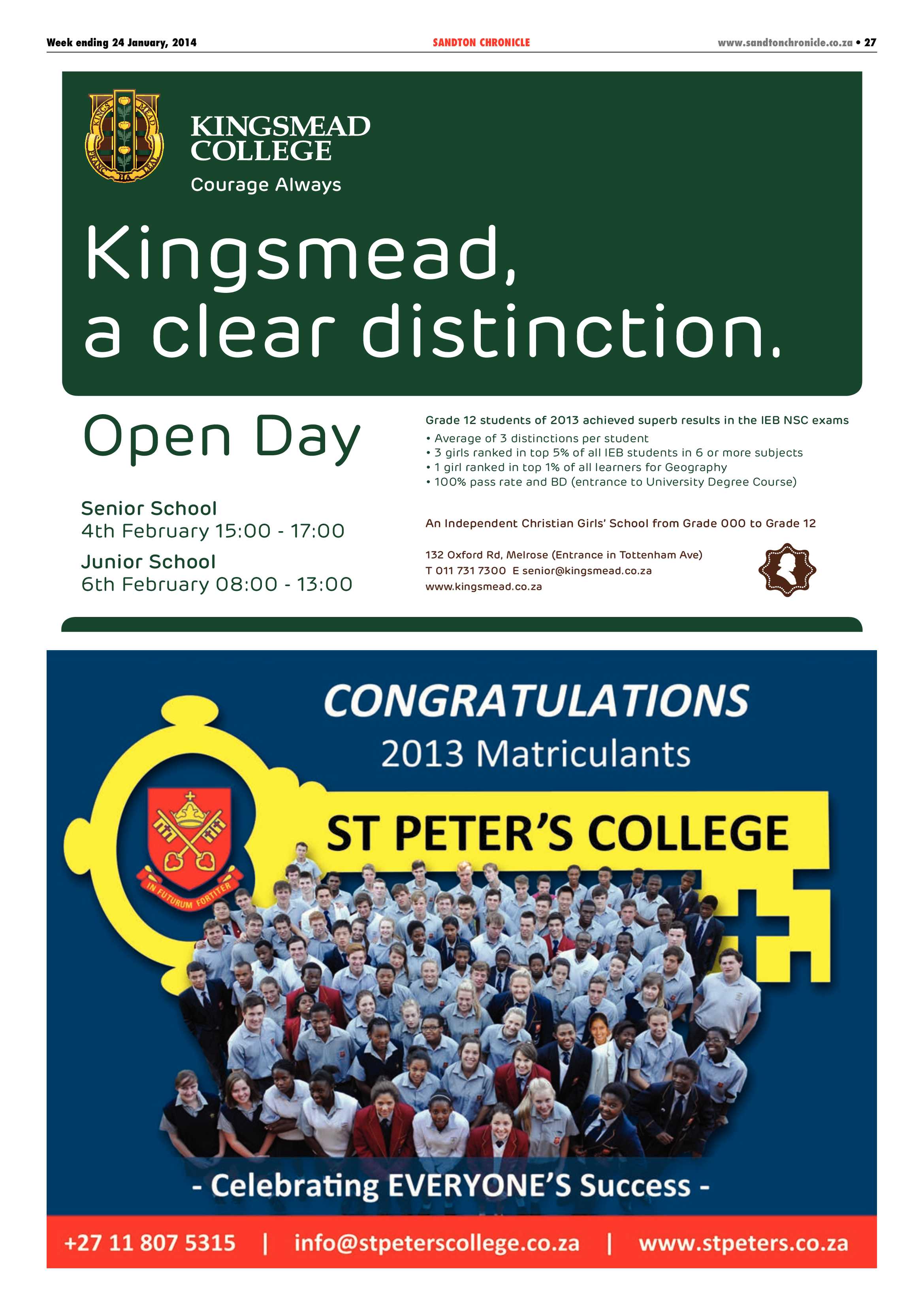 Sandton Chronicle 24 January 2014 page 39