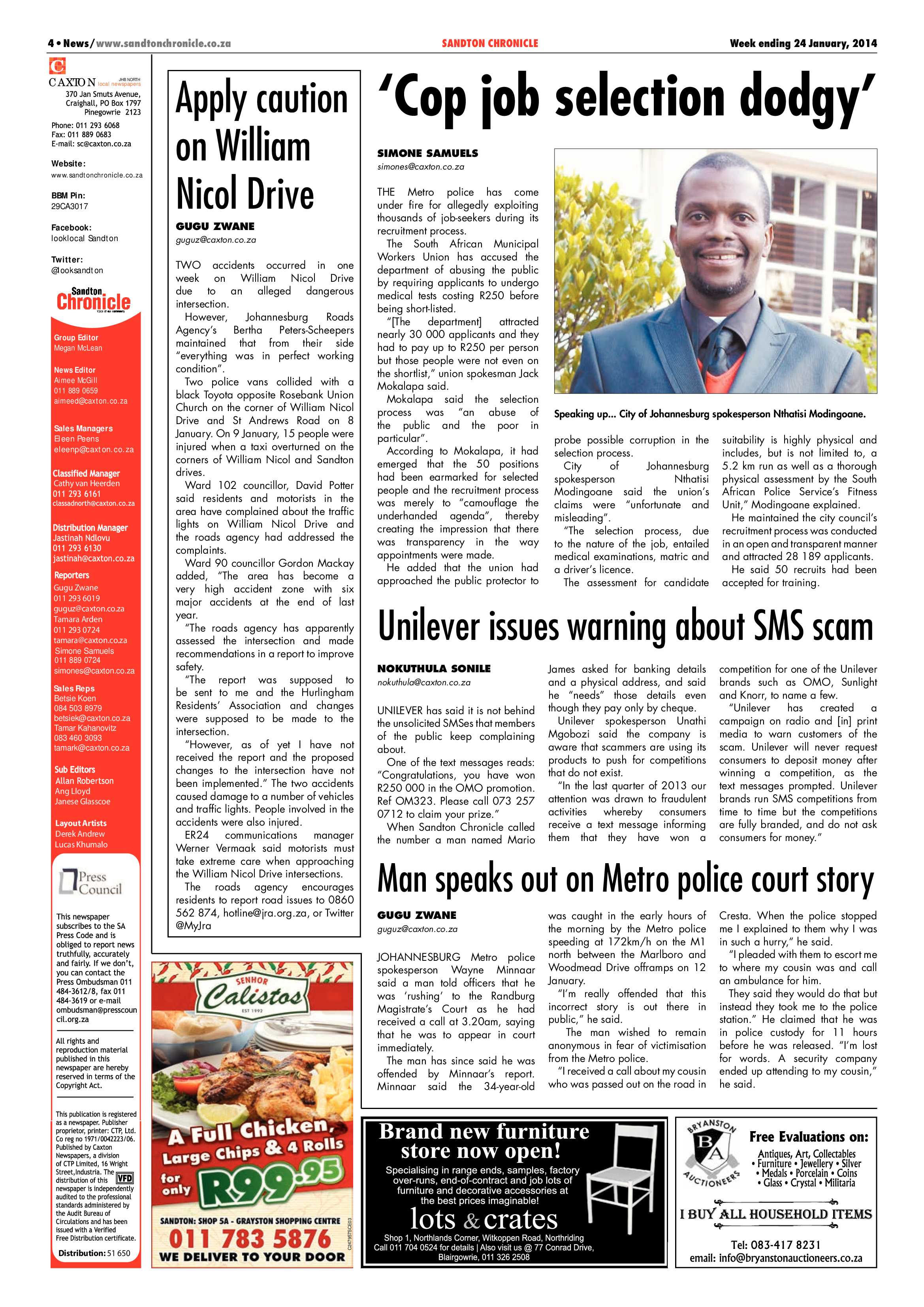 Sandton Chronicle 24 January 2014 page 4