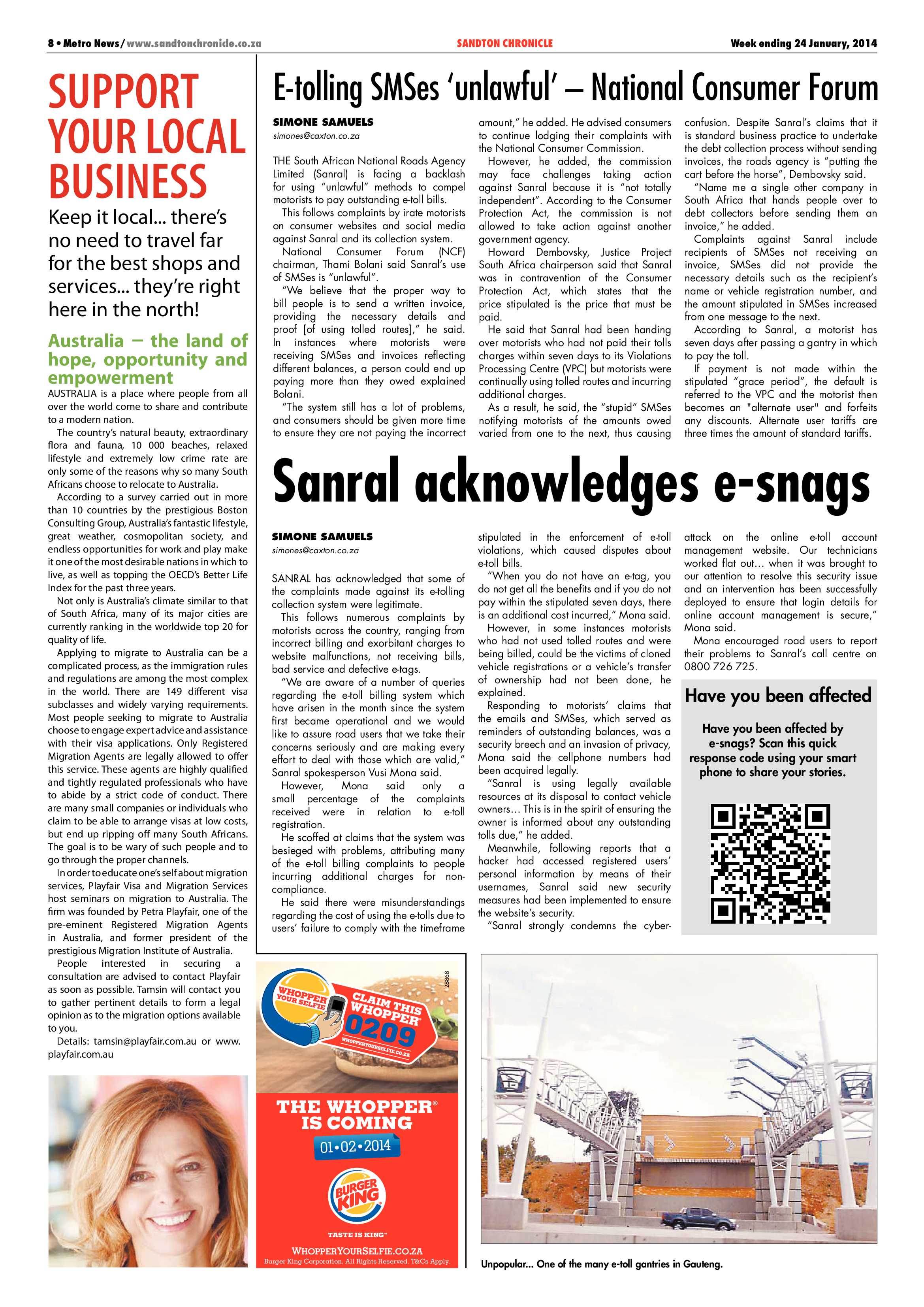 Sandton Chronicle 24 January 2014 page 8