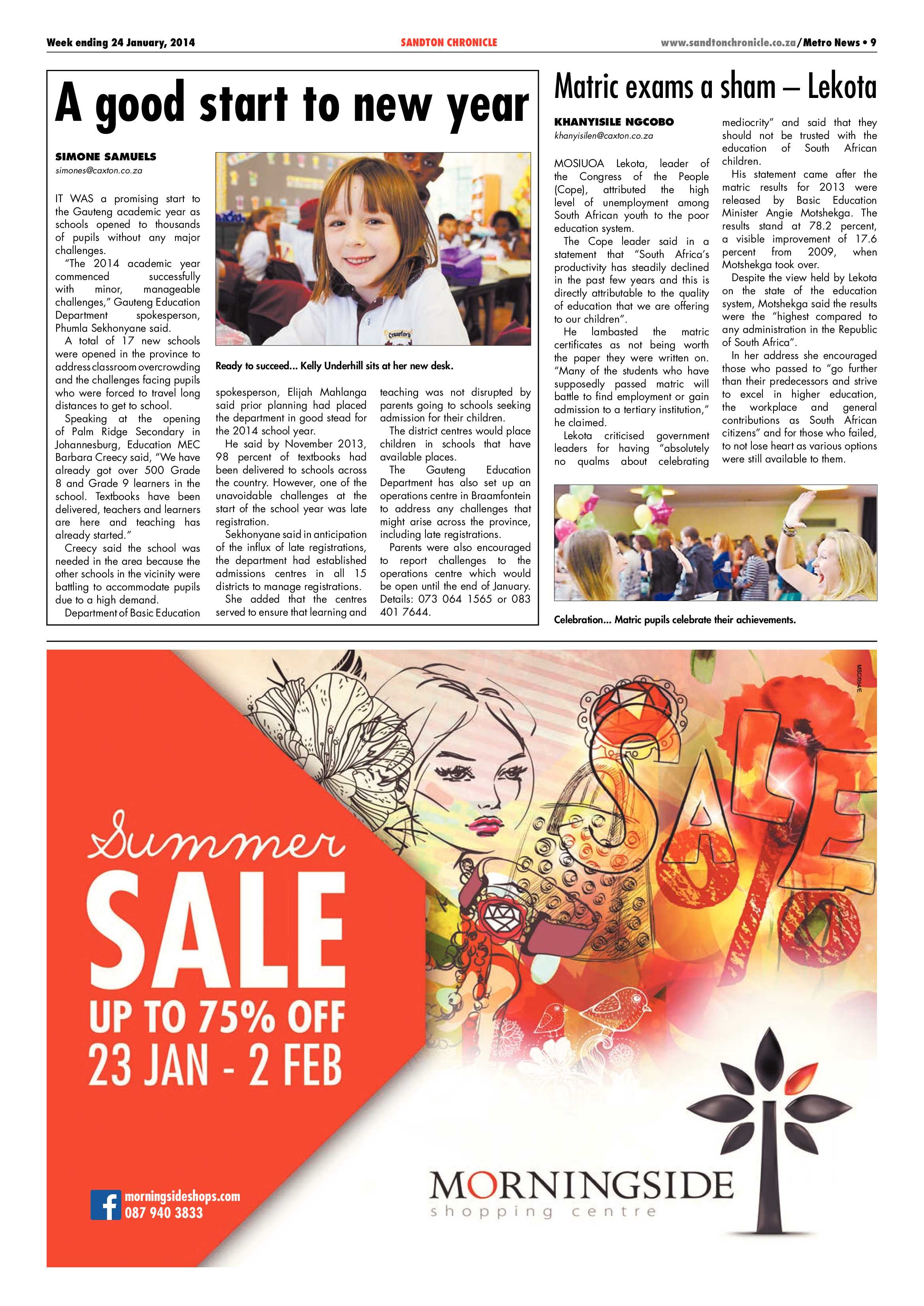 Sandton Chronicle 24 January 2014 page 9