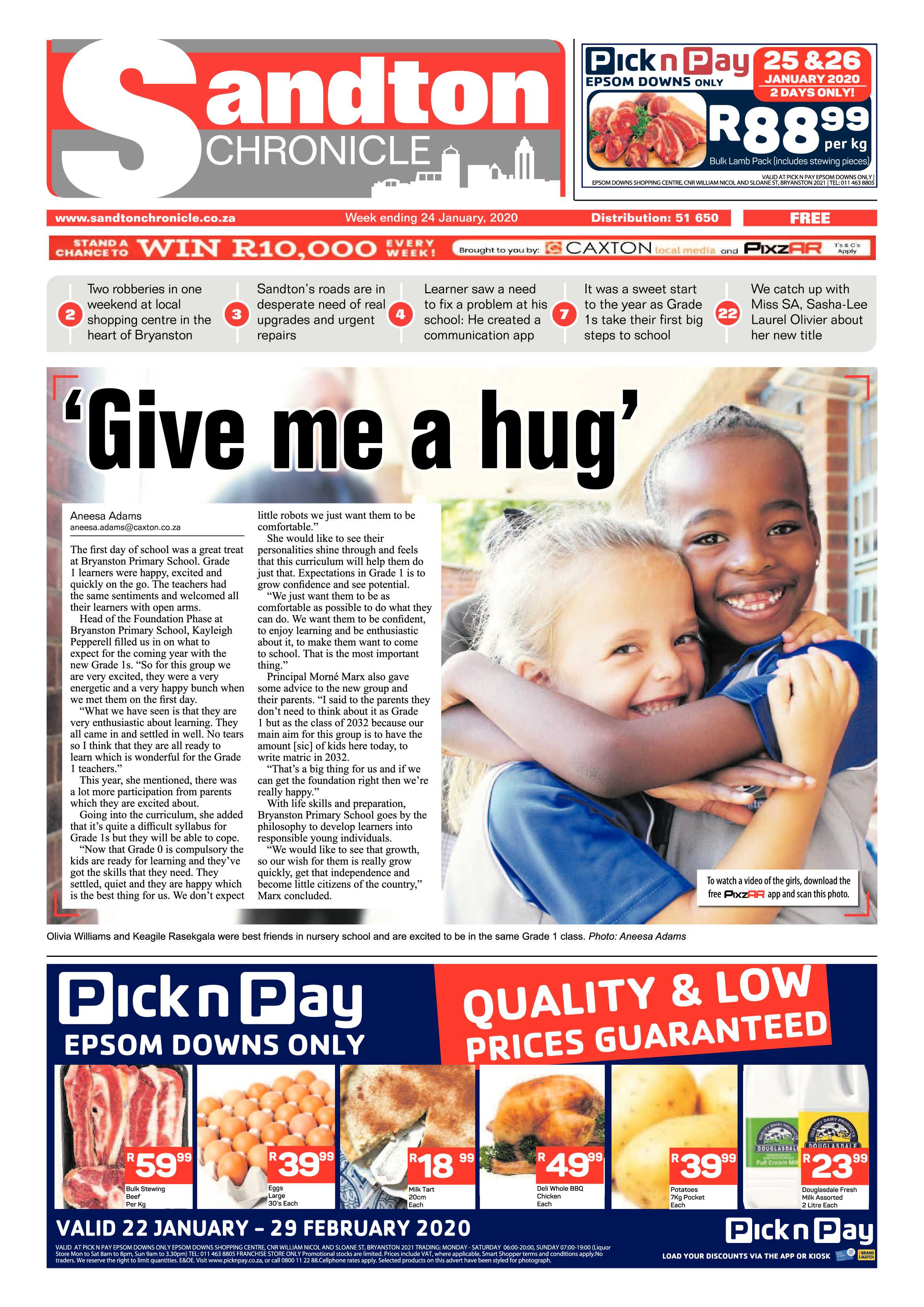 Sandton chronicle 24 January 2020 page 1