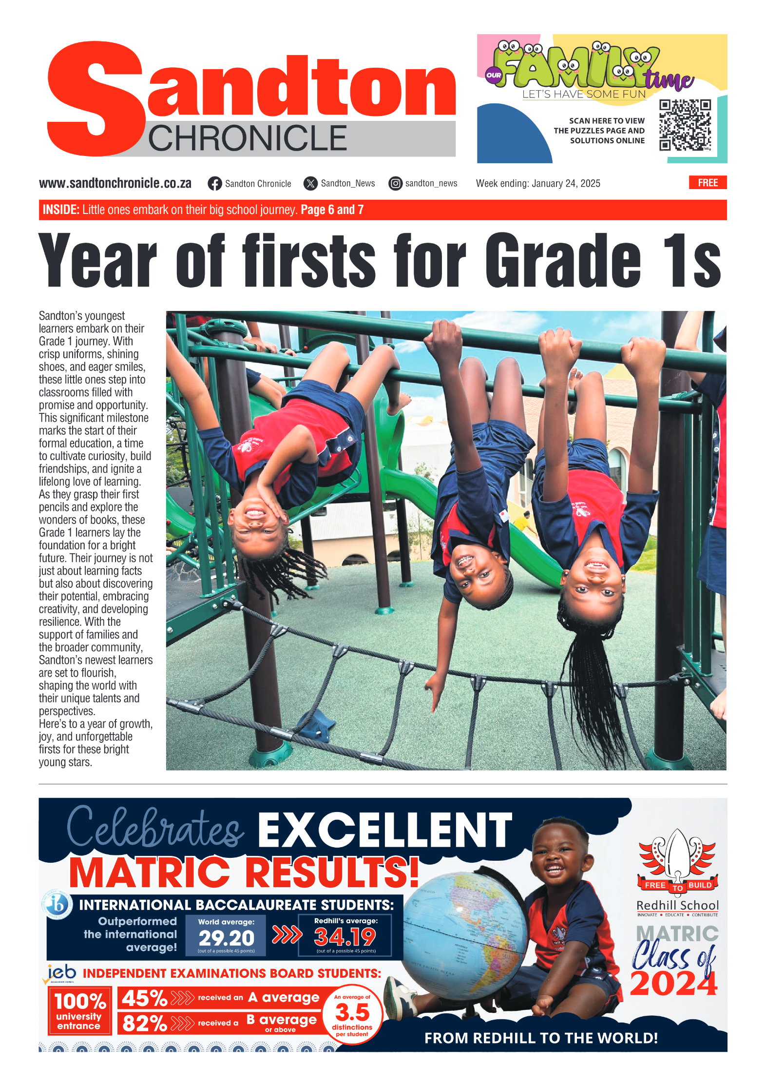 Sandton Chronicle 24 January 2025 page 1
