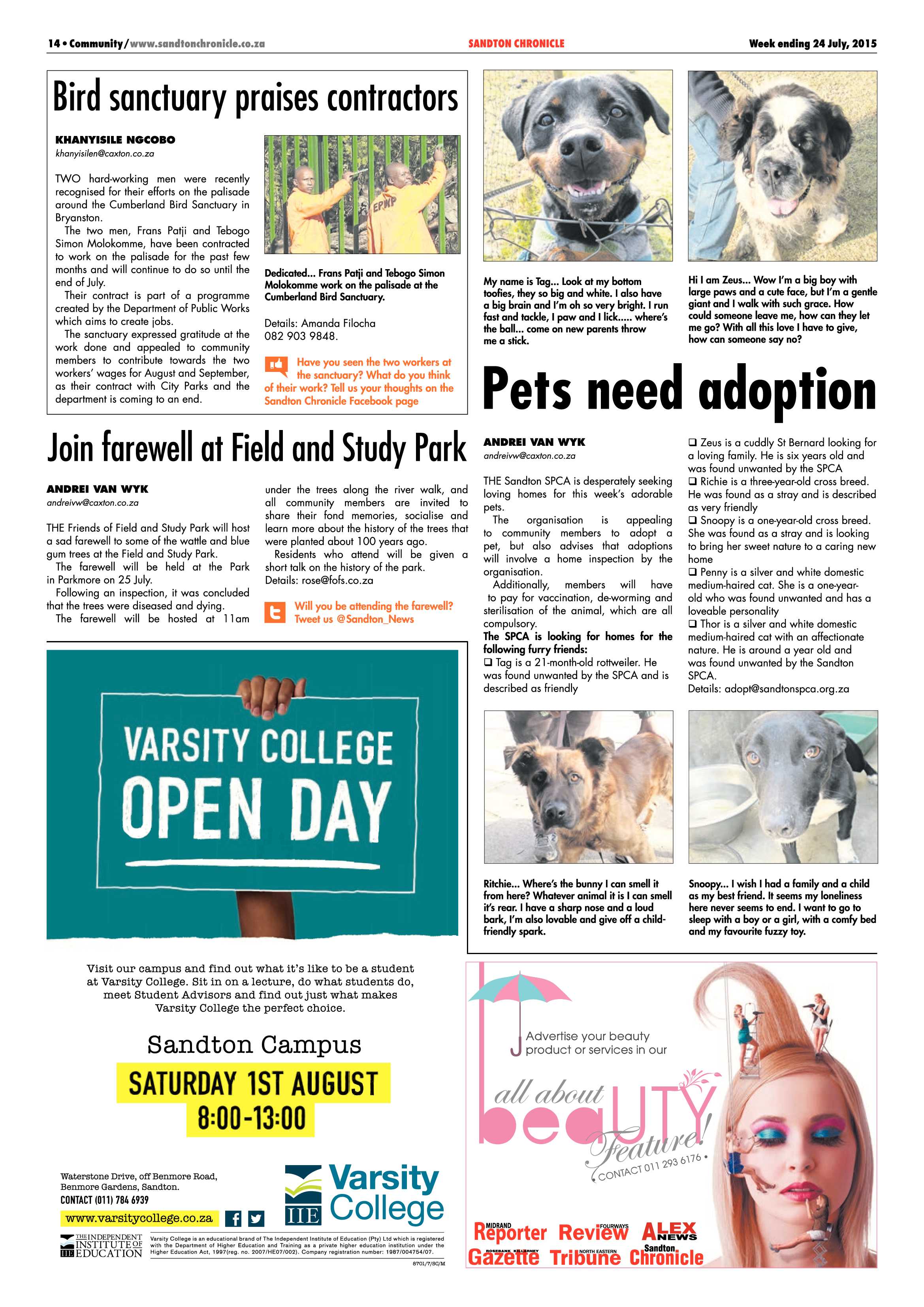 Sandton Chronicle 24 July 2015 page 14