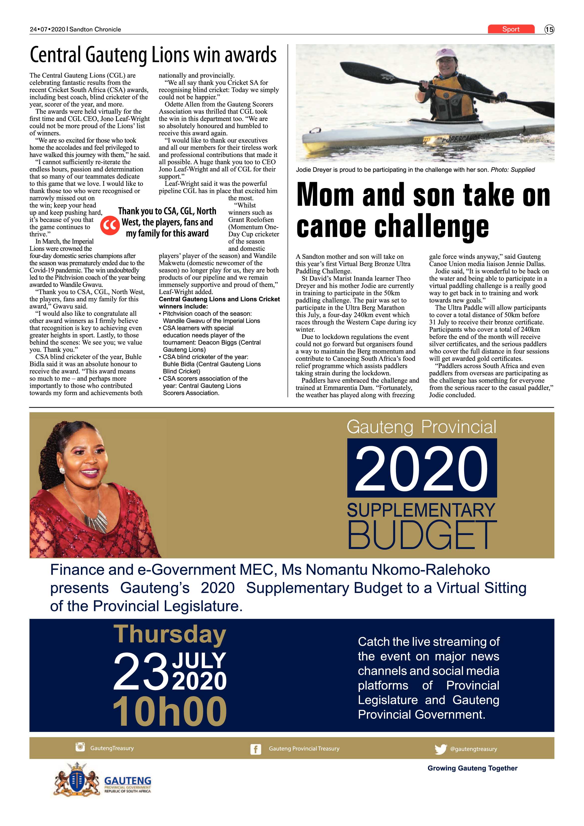 Sandton Chronicle 24 July 2020 page 15