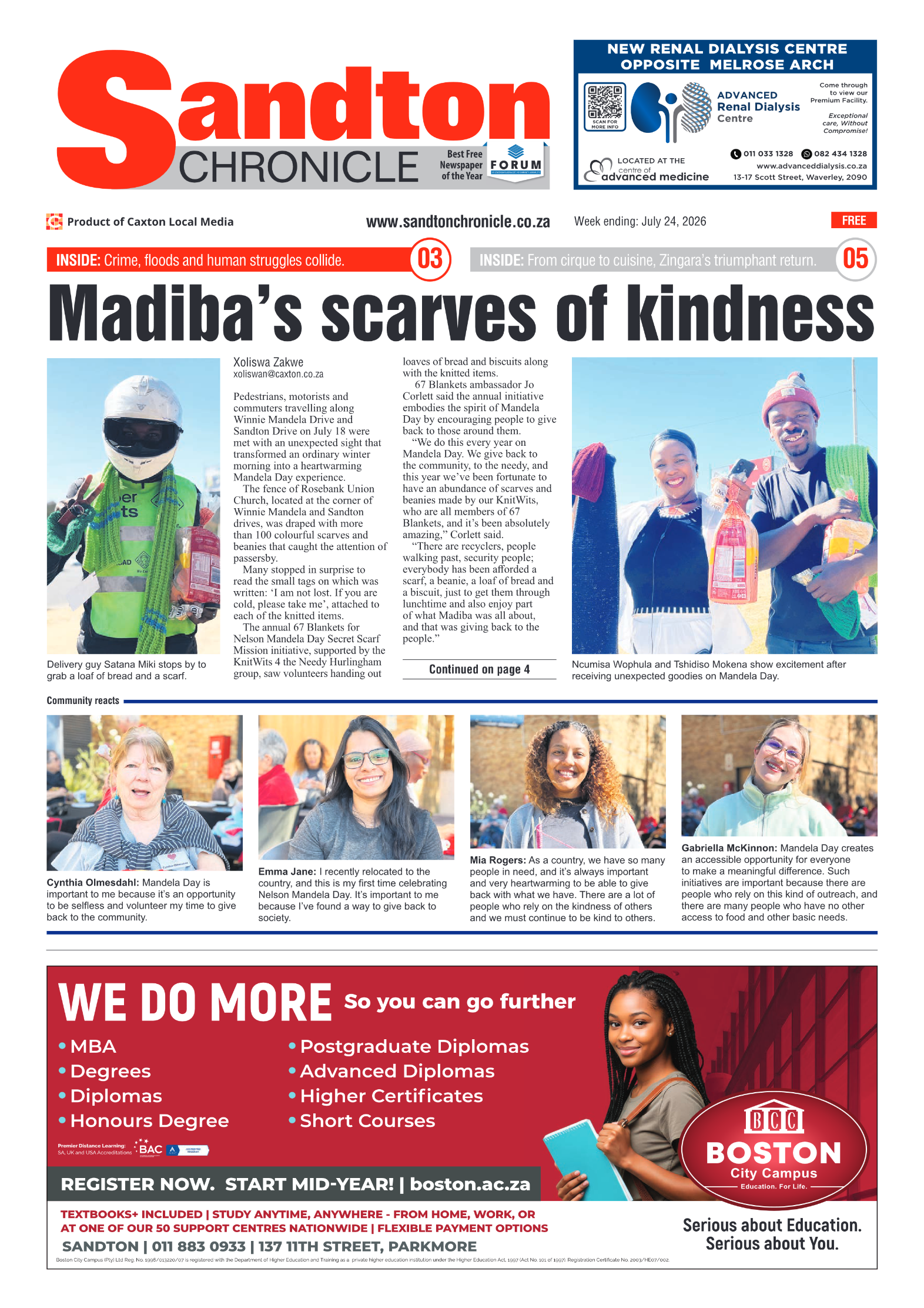 Sandton Chronicle 24 July 2026 page 1