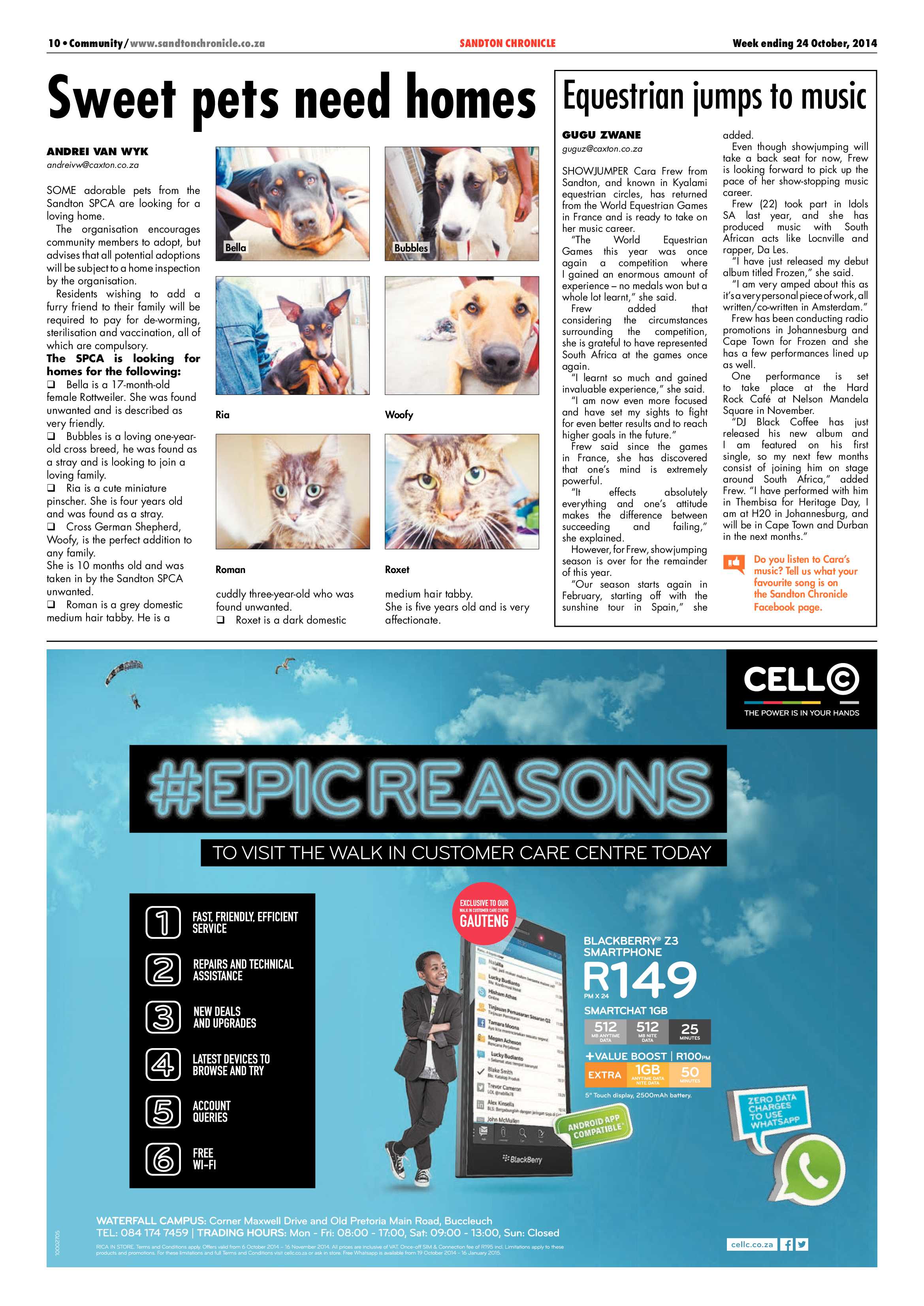 Sandton Chronicle 24 October 2014 page 10