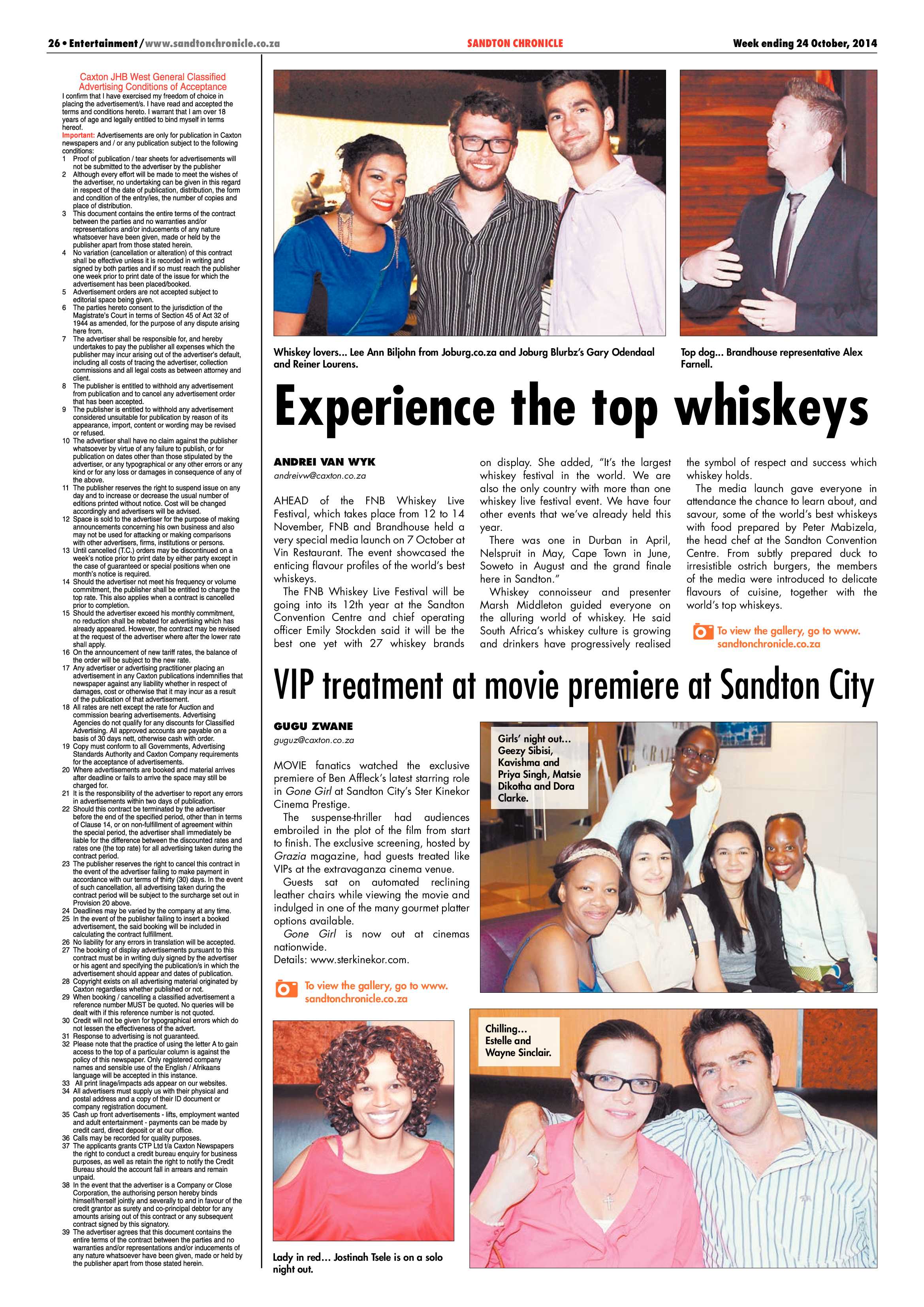 Sandton Chronicle 24 October 2014 page 54