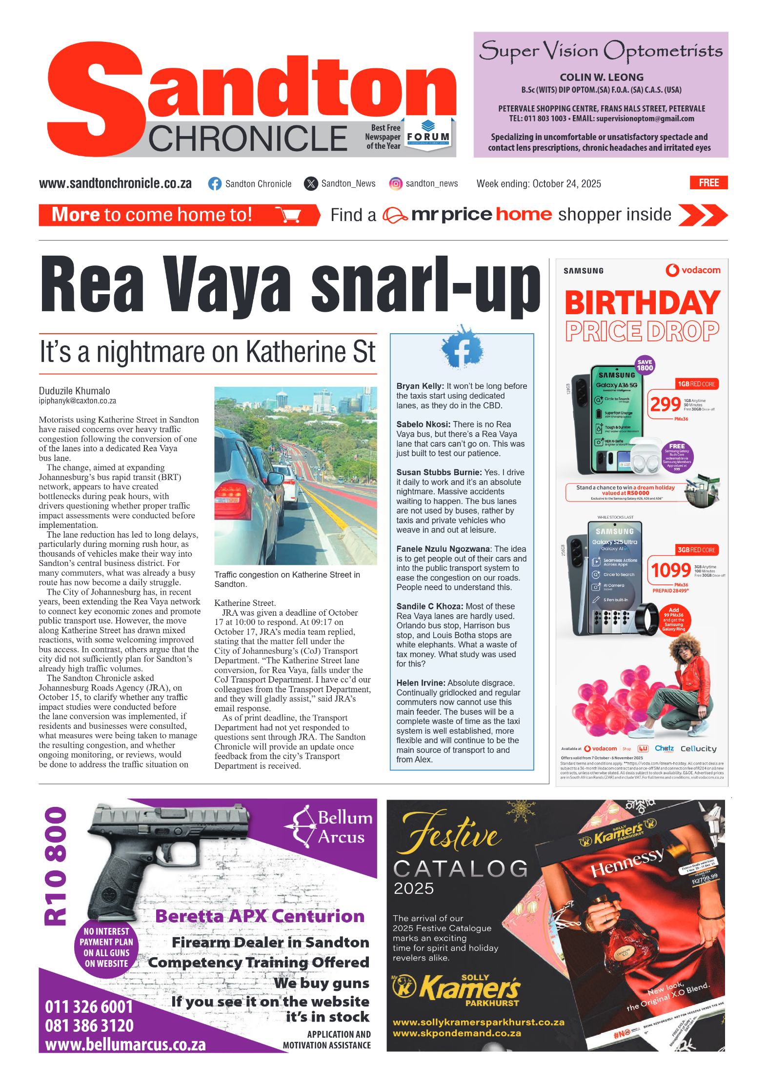 Sandton Chronicle 24 October 2025 page 1