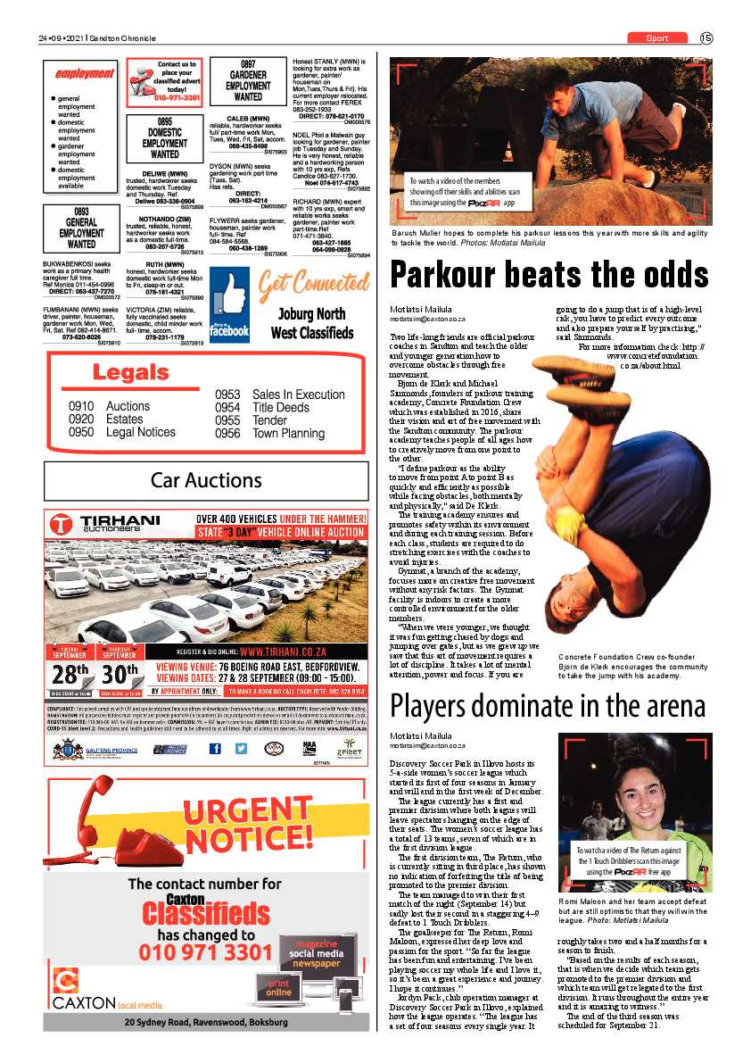 Sandton Chronicle 24 September 2021 page 15