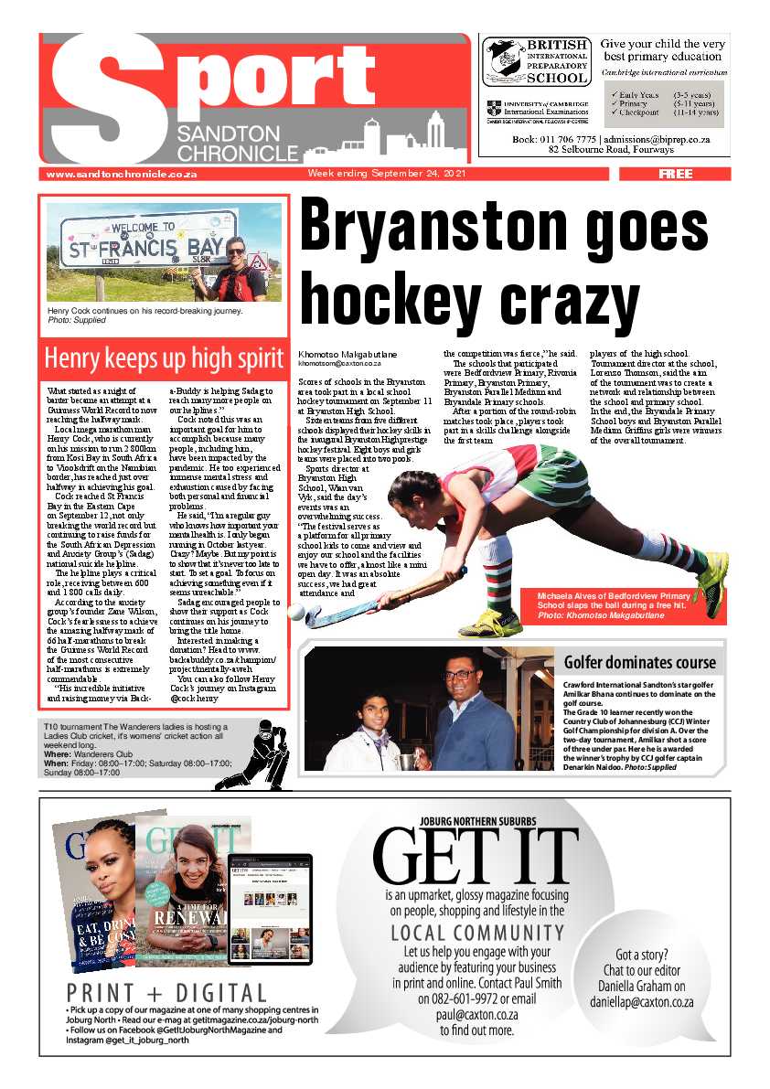 Sandton Chronicle 24 September 2021 page 16