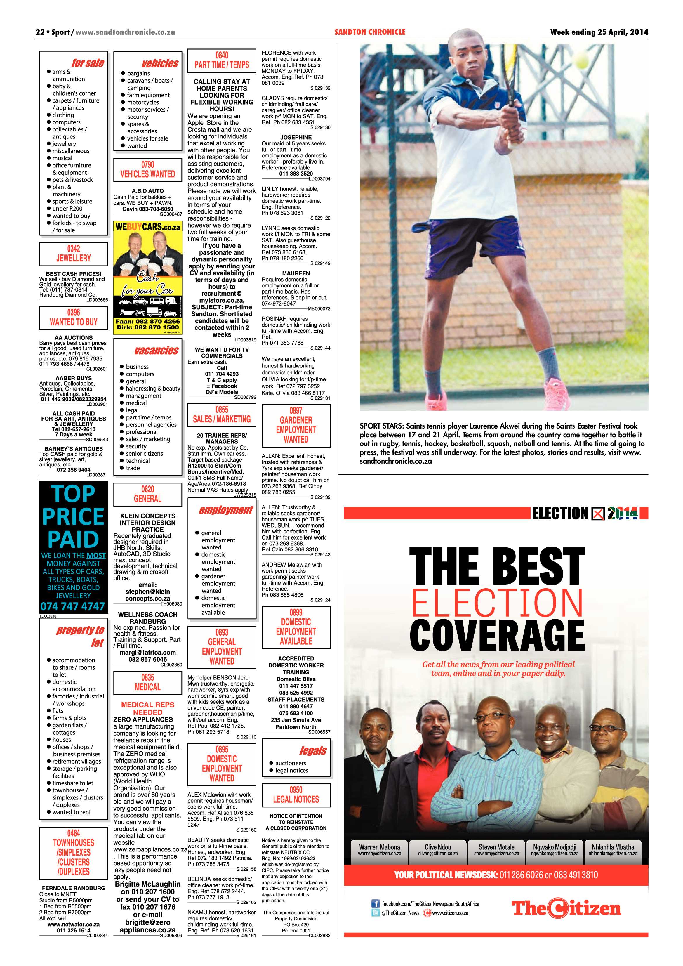 Sandton Chronicle 25 April 2014 page 30