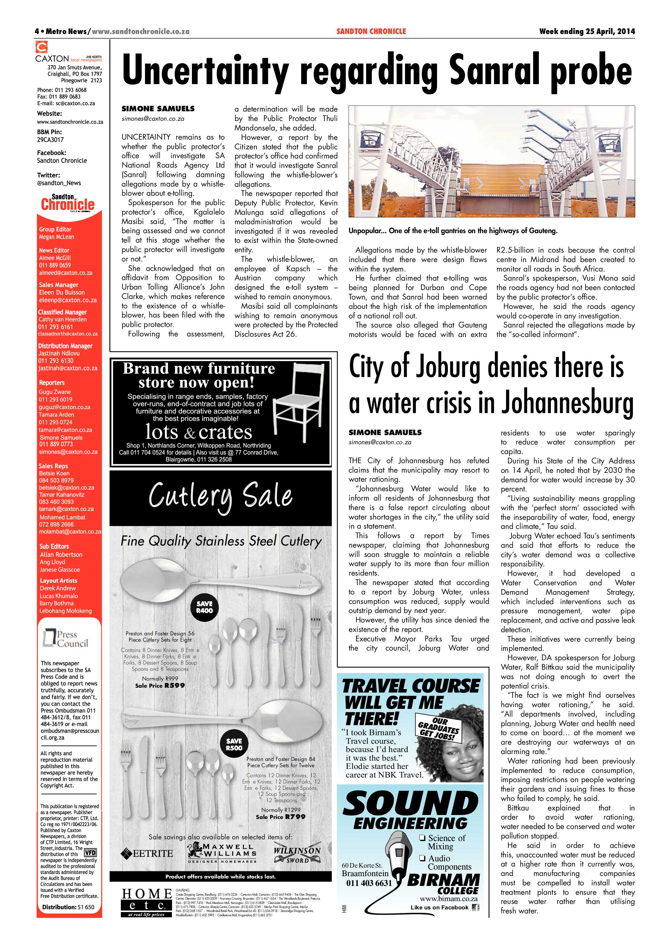 Sandton Chronicle 25 April 2014 page 4