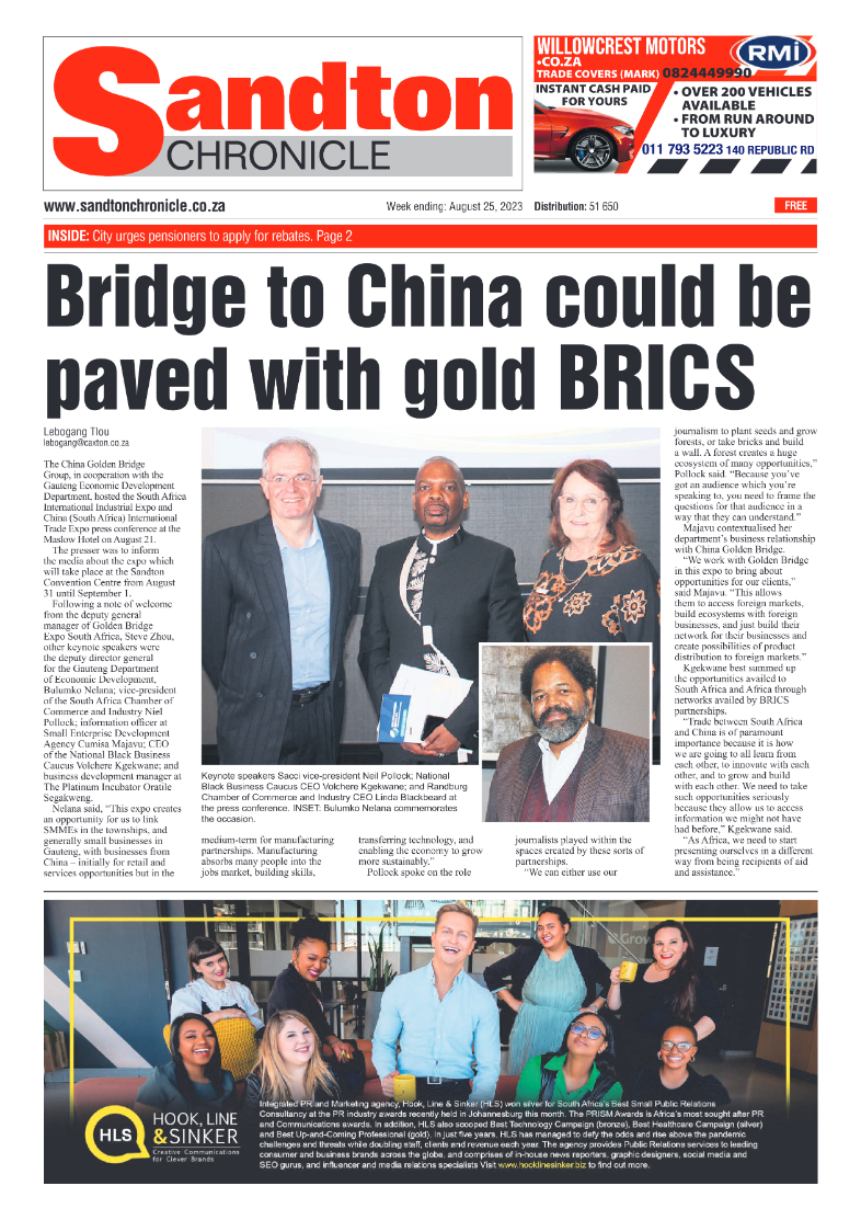 Sandton Chronicle 25 August 2023 page 1
