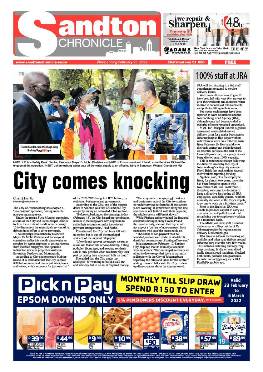 Sandton Chronicle 25 February 2022 page 1