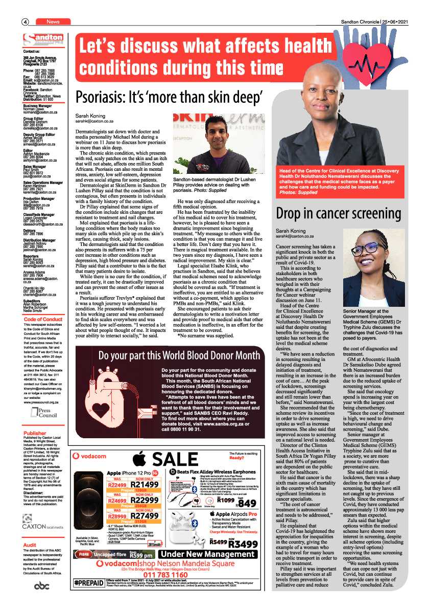 Sandton Chronicle  25 June 2021 page 4