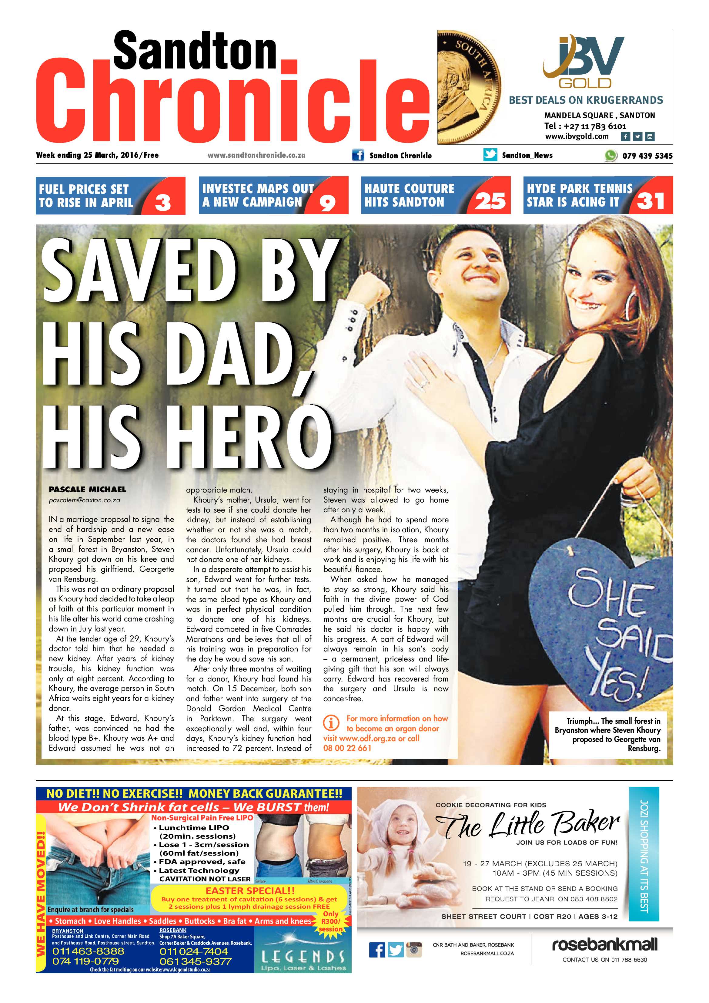 Sandton Chronicle 25 March 2016 page 1