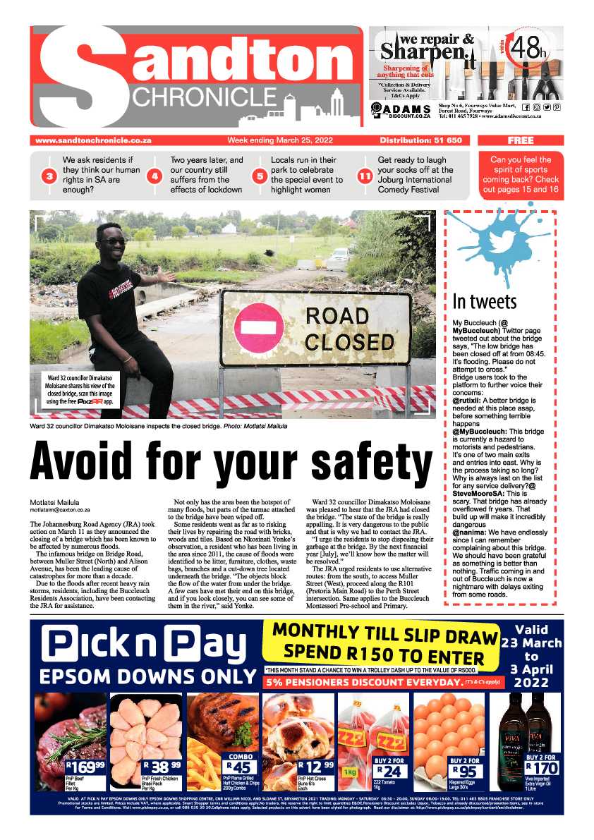 Sandton Chronicle 25 March 2022 page 1