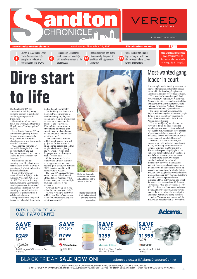 Sandton Chronicle 25 Nov 2022 page 1