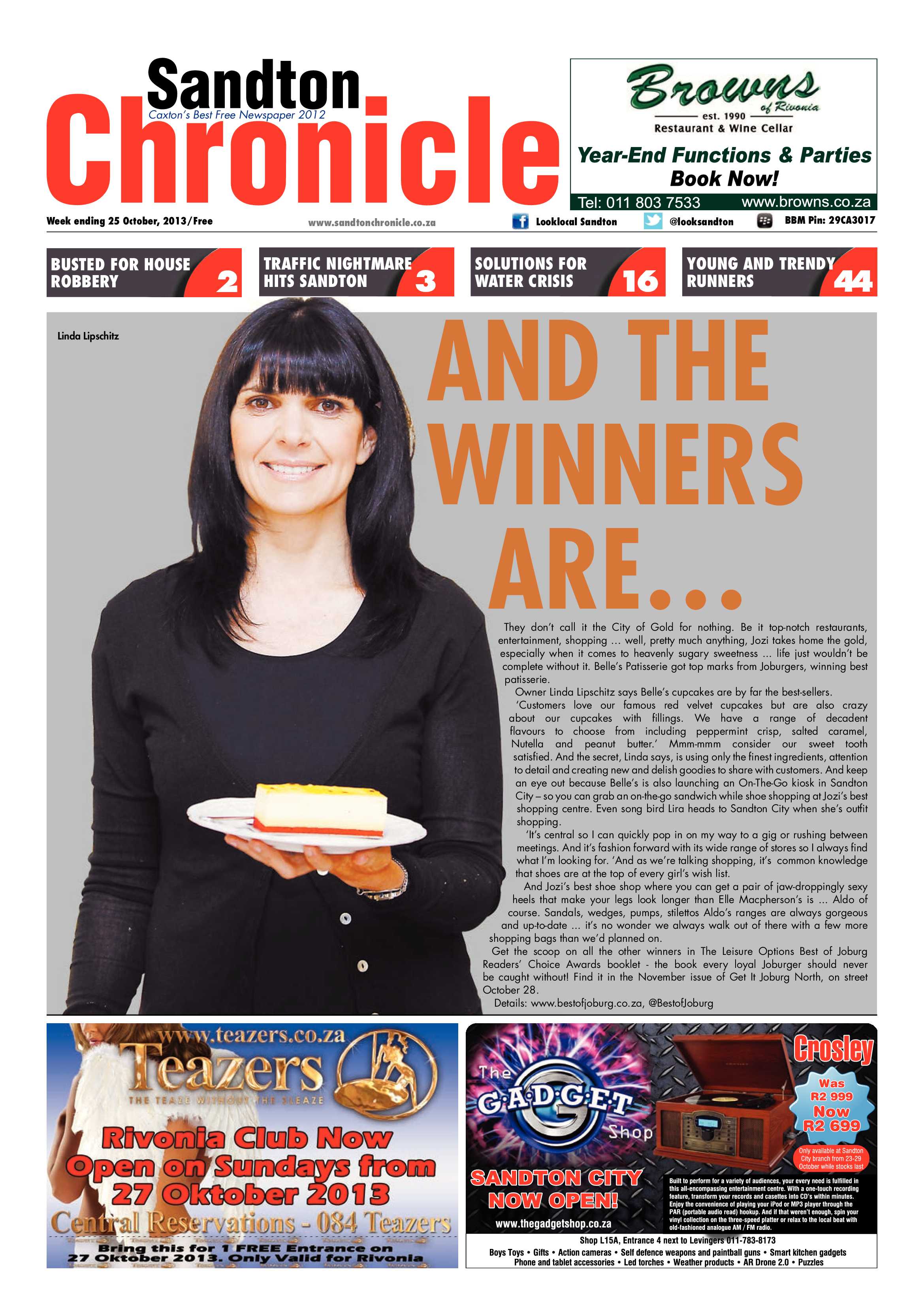 Sandton Chronicle 25 October 2013 page 1