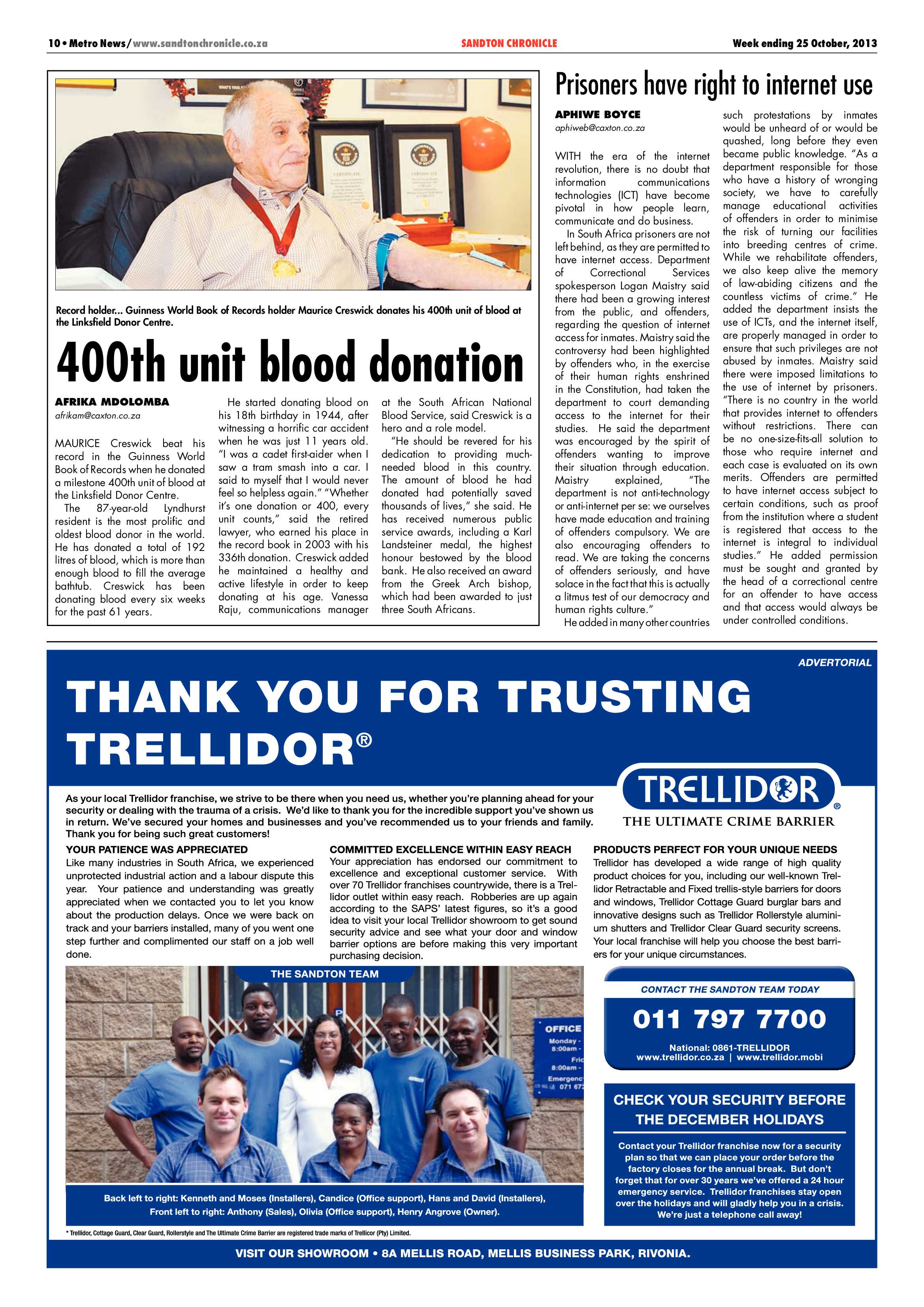 Sandton Chronicle 25 October 2013 page 10