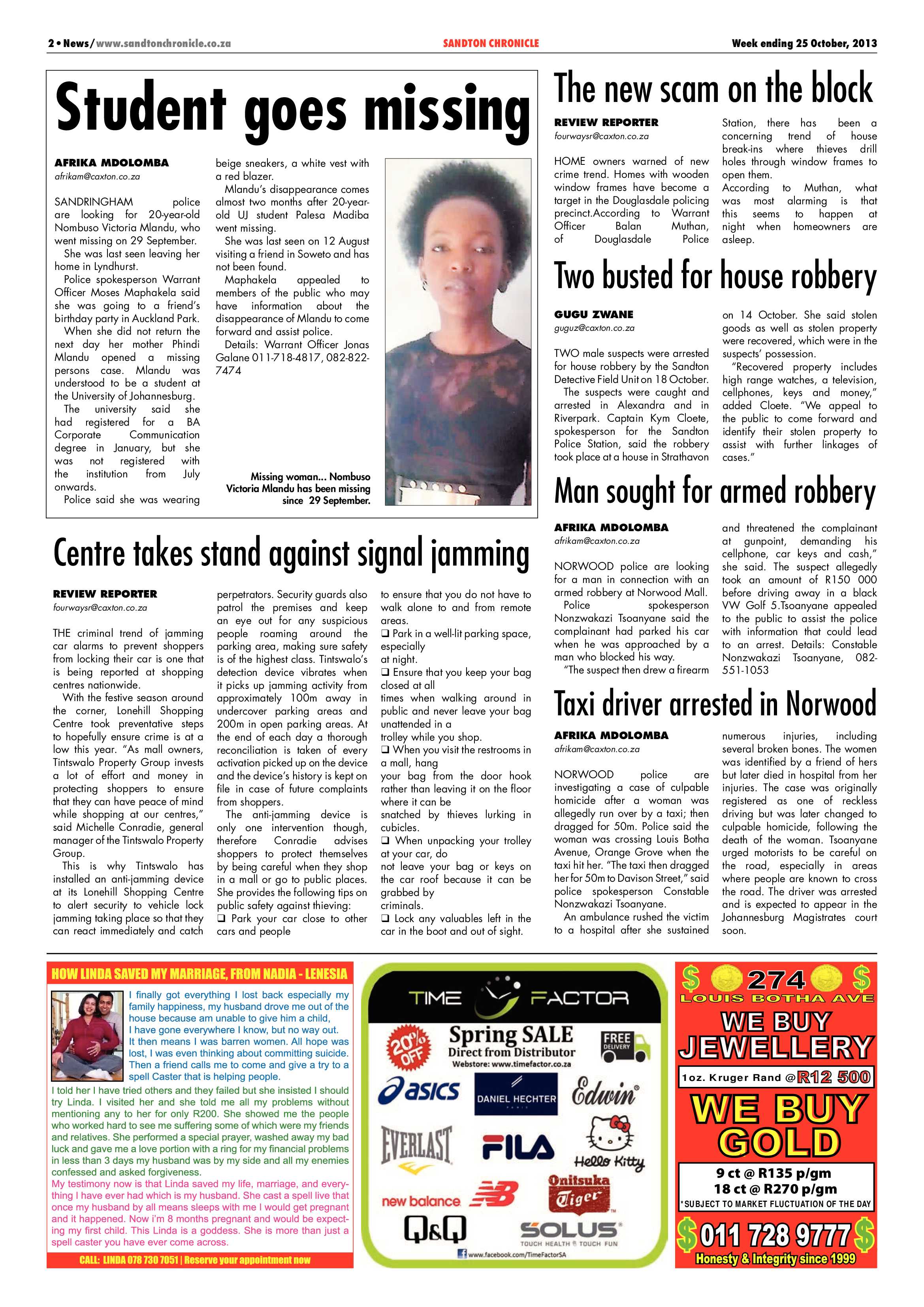 Sandton Chronicle 25 October 2013 page 2