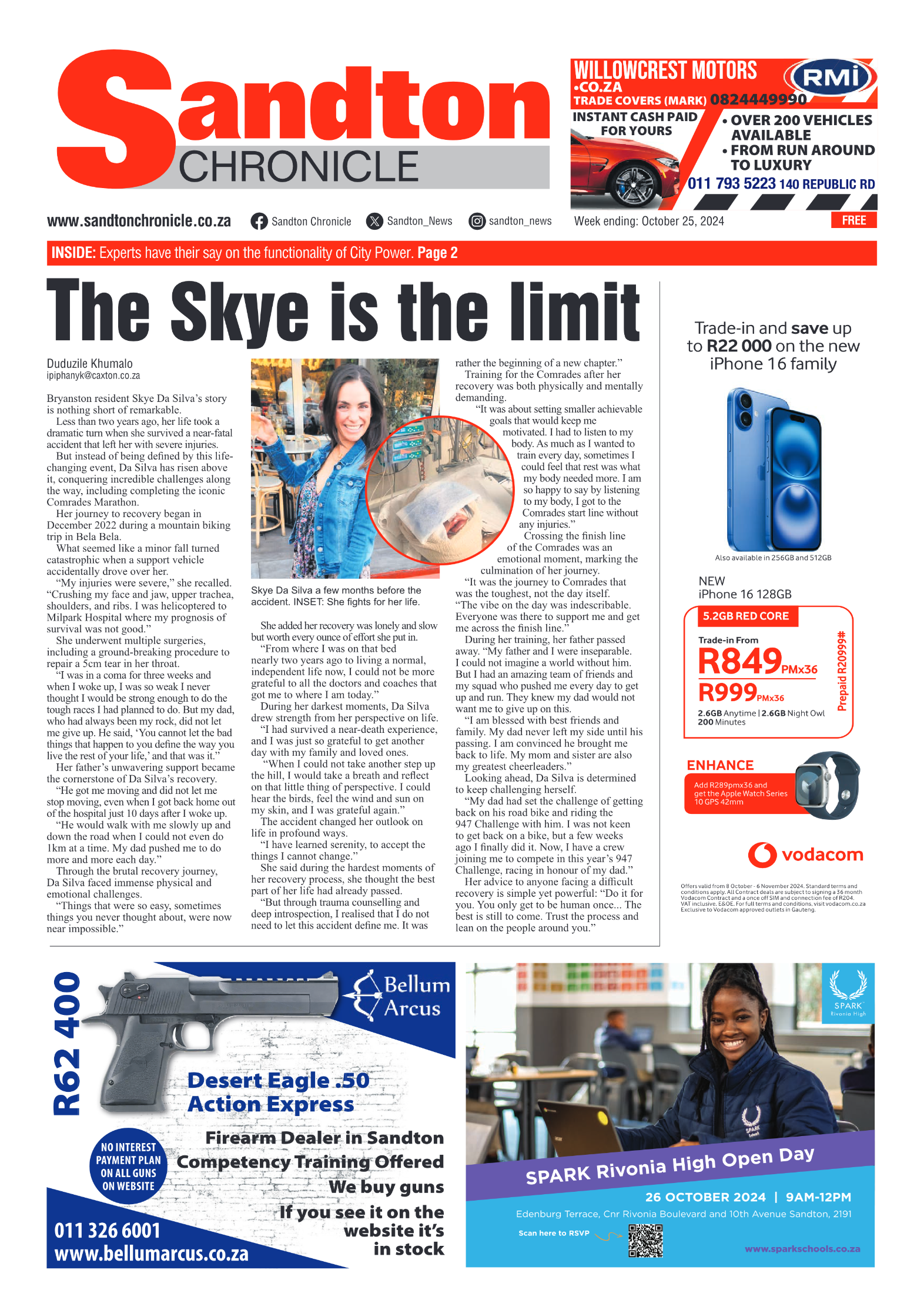 Sandton Chronicle 25 October 2024 page 1