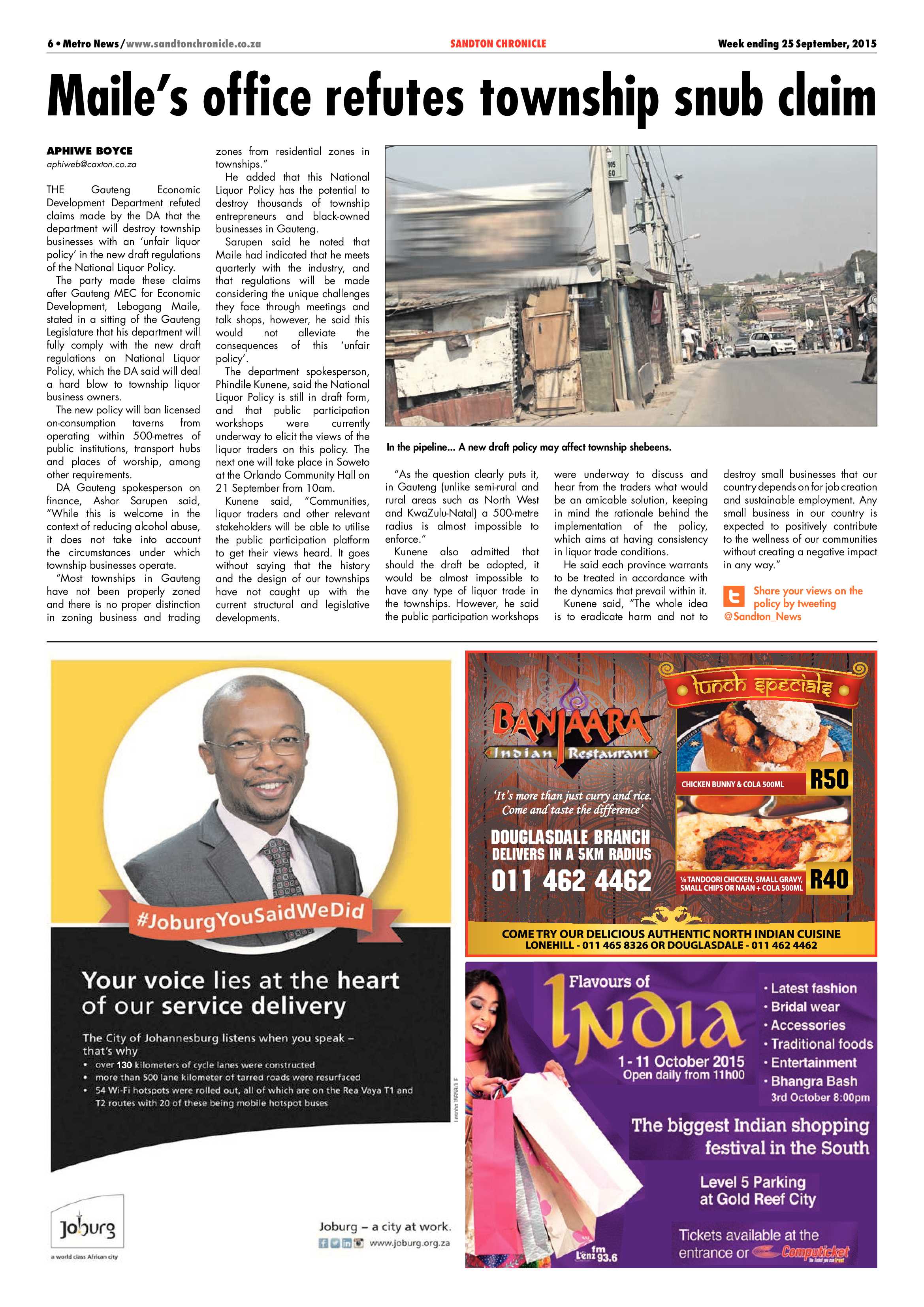 Sandton Chronicle 25 September 2015 page 6