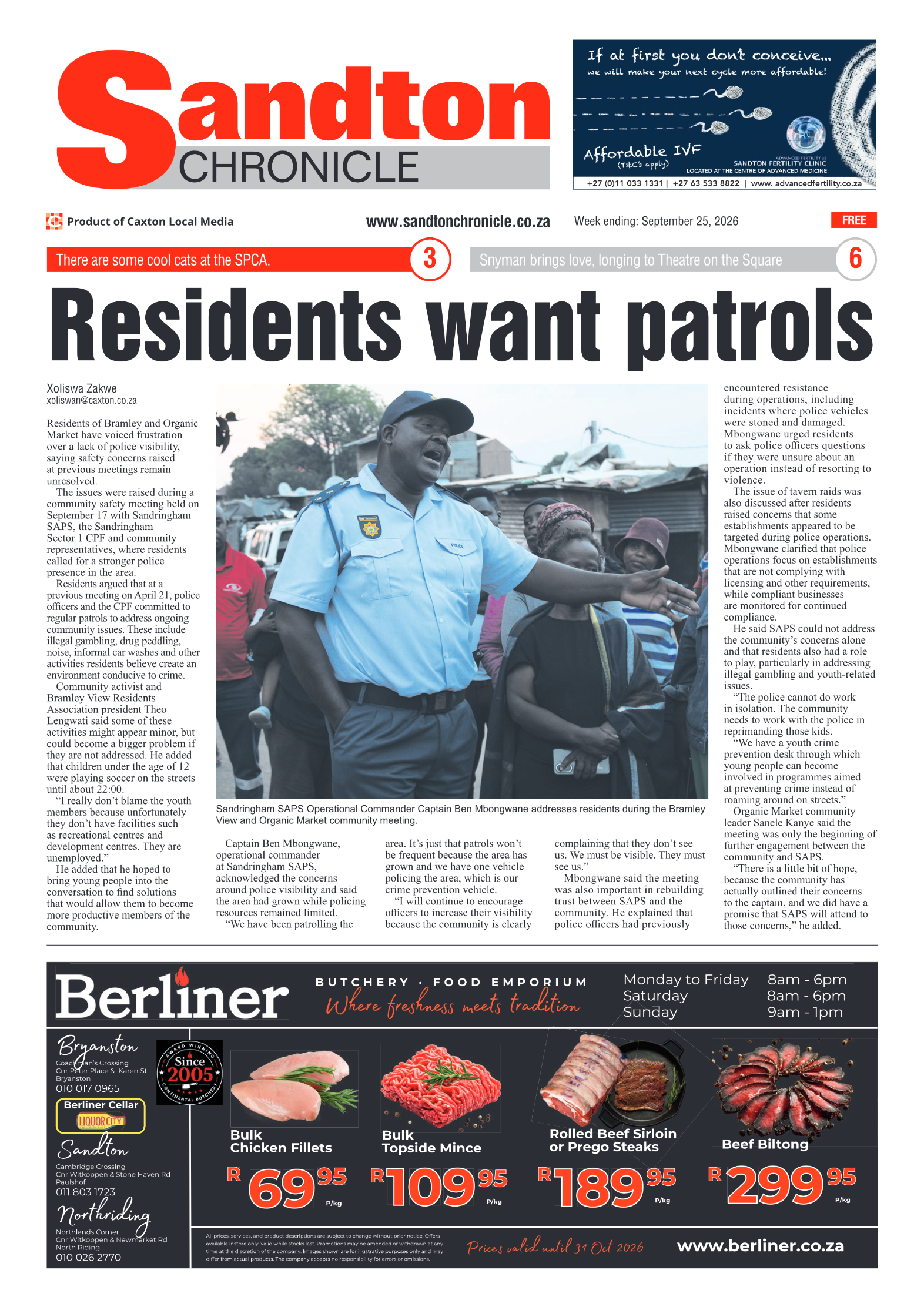 Sandton Chronicle 25 September 2026 page 1
