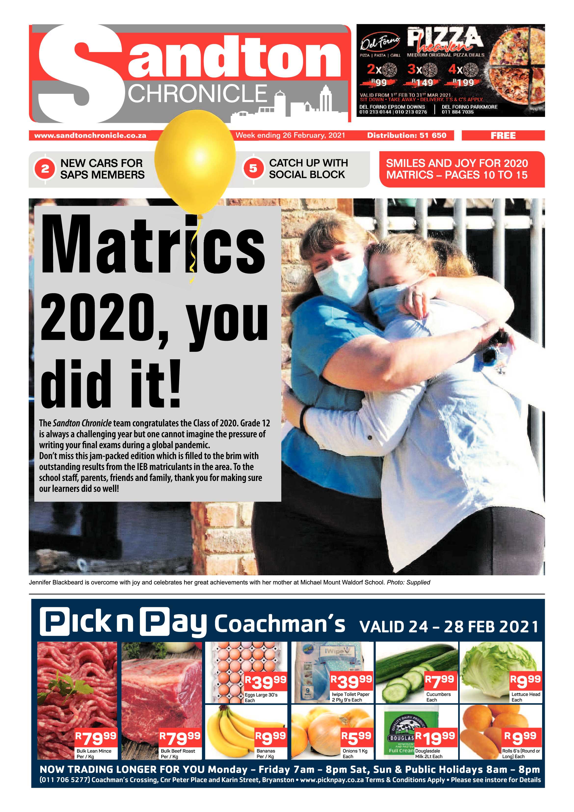 Sandton Chronicle 26 February 2021 page 1