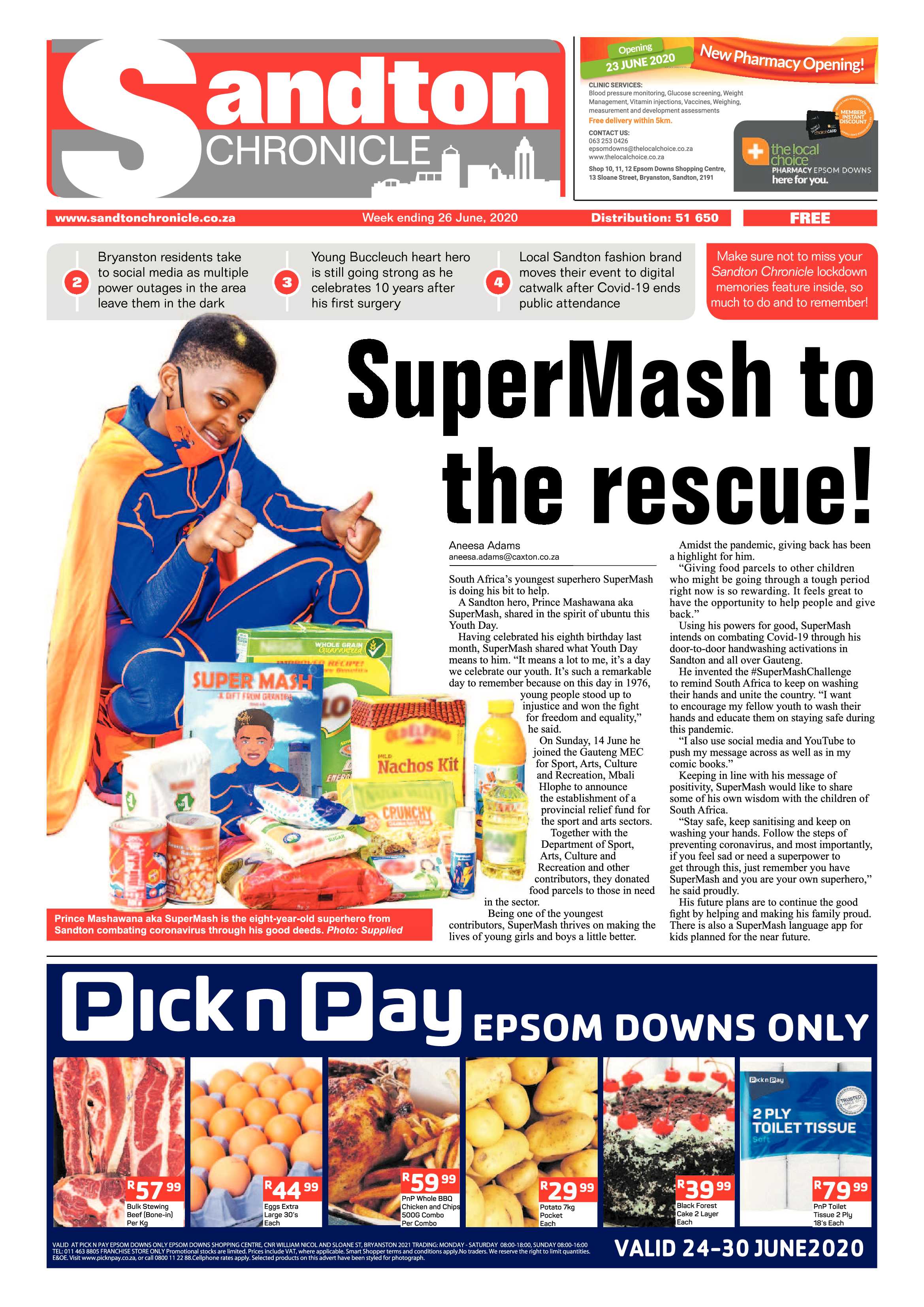Sandton Chronicle 26 June 2020 page 1