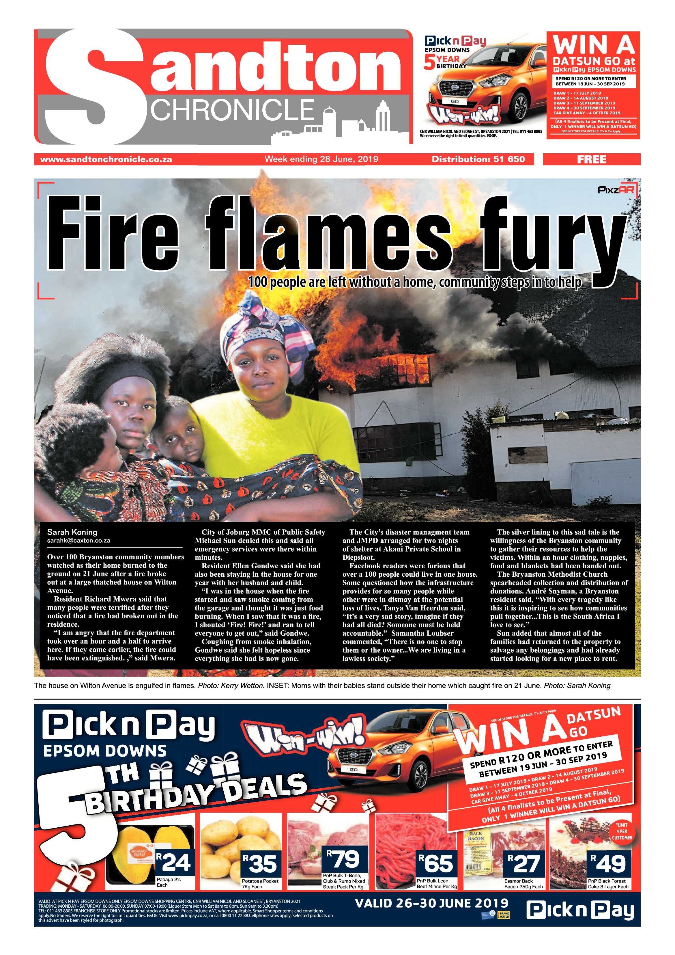 Sandton Chronicle 26 June, 2019 page 1