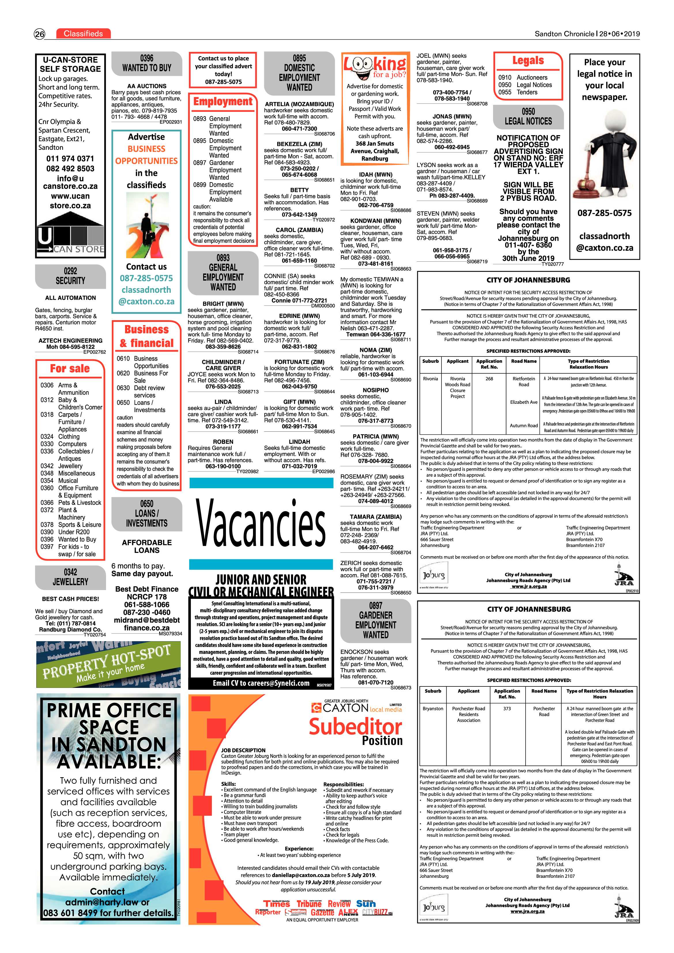 Sandton Chronicle 26 June, 2019 page 26