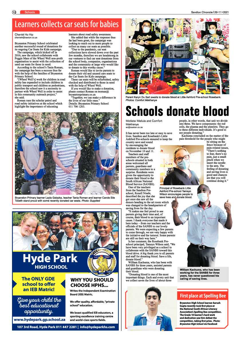 Sandton Chronicle 26 November 2021 page 12